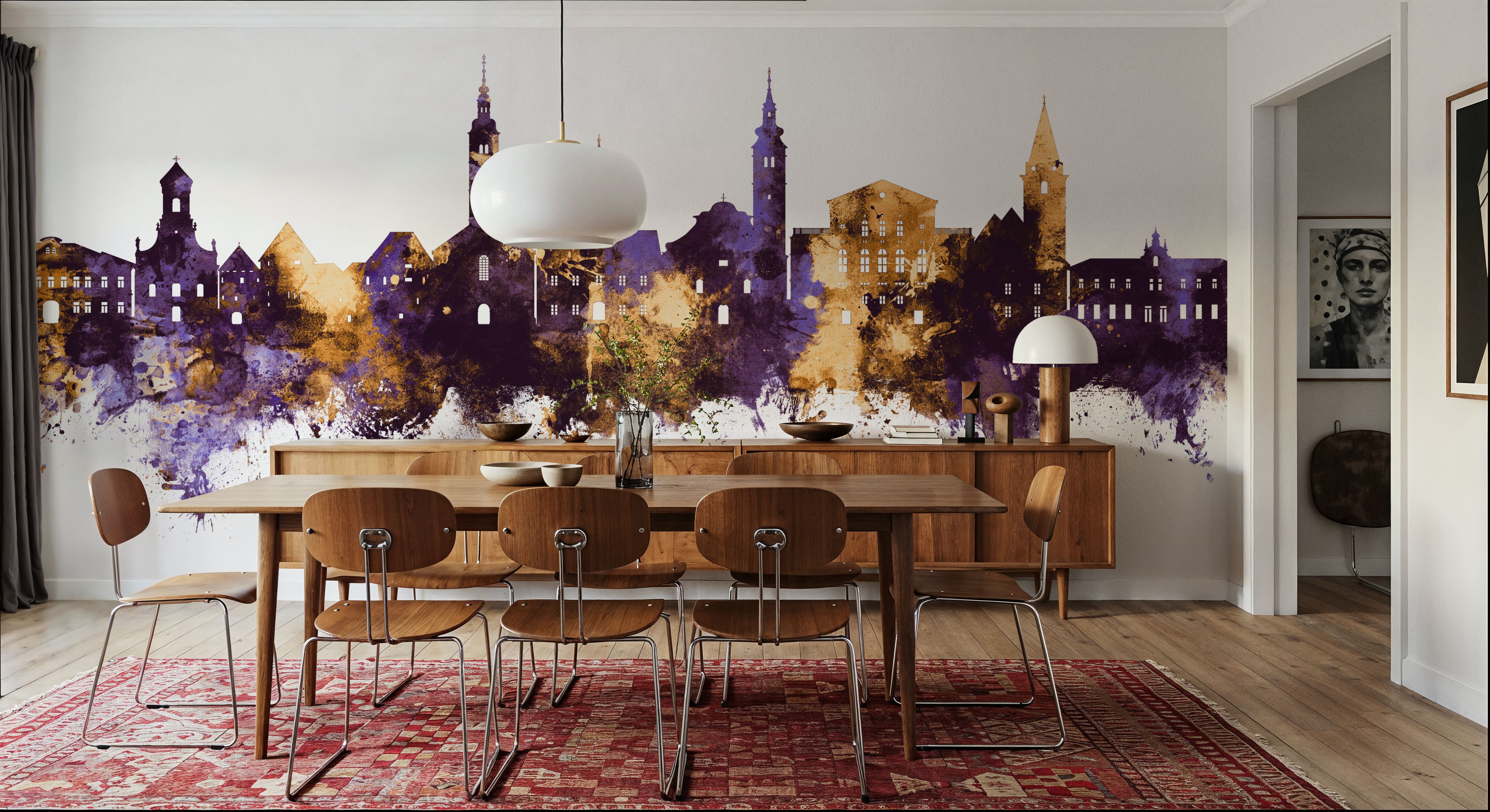 Varaždin Croatia Skyline Purple & Gold, Wallpaper