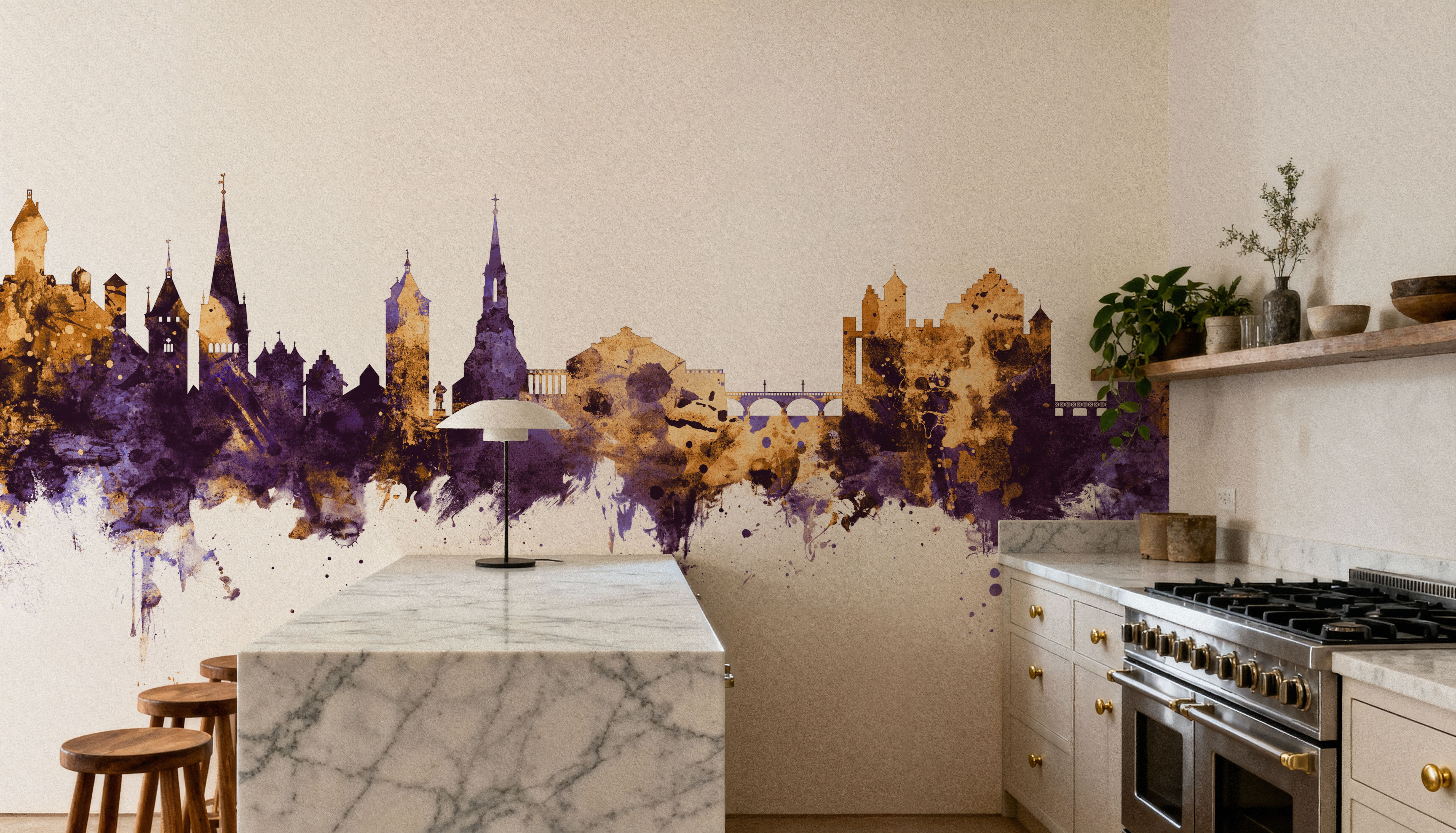 Schaffhausen Switzerland Skyline Purple & Gold