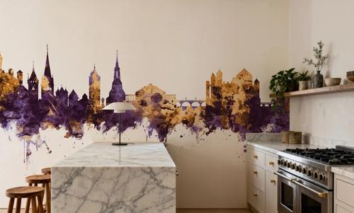 Schaffhausen Switzerland Skyline Purple & Gold