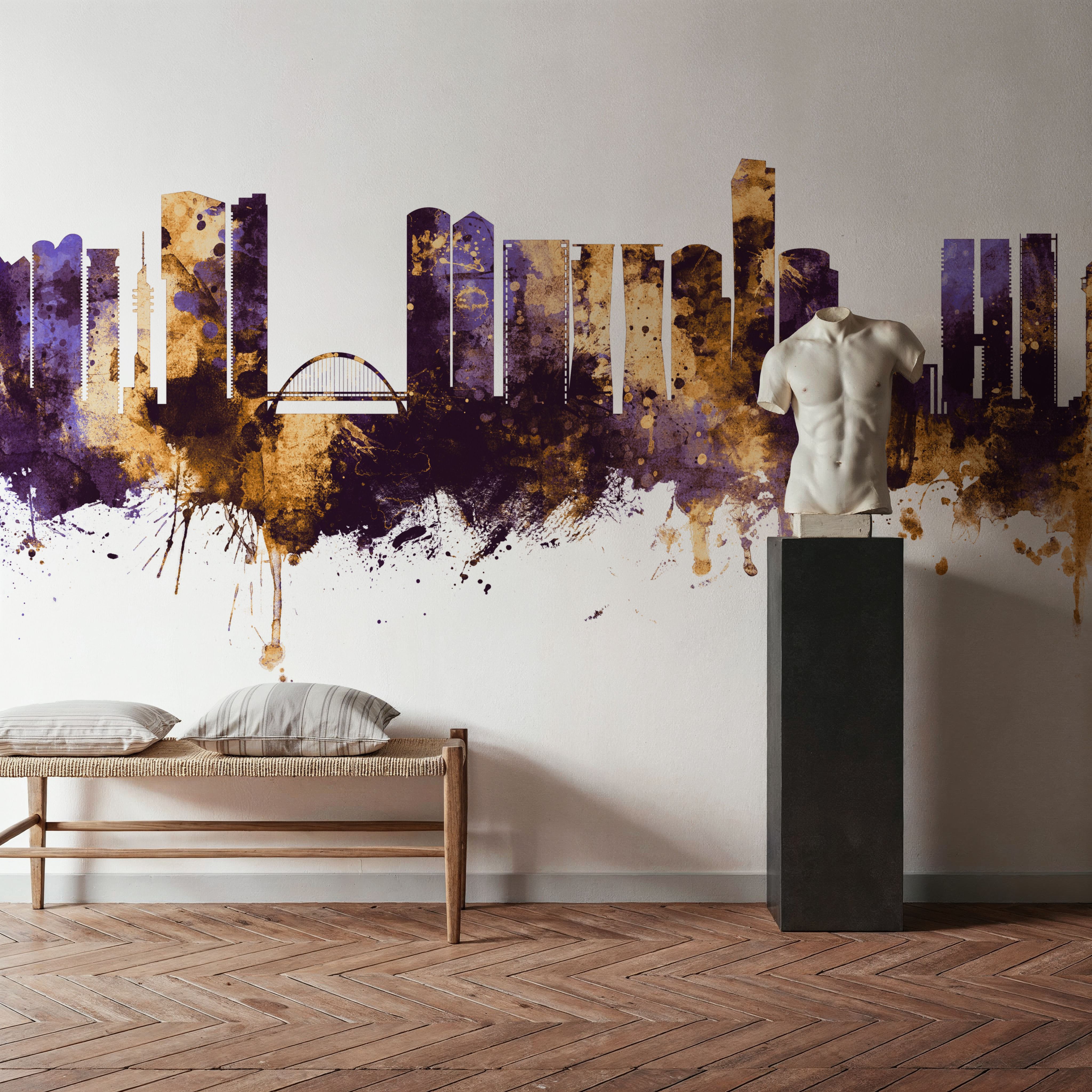 Tel Aviv Skyline Purple & Bronze