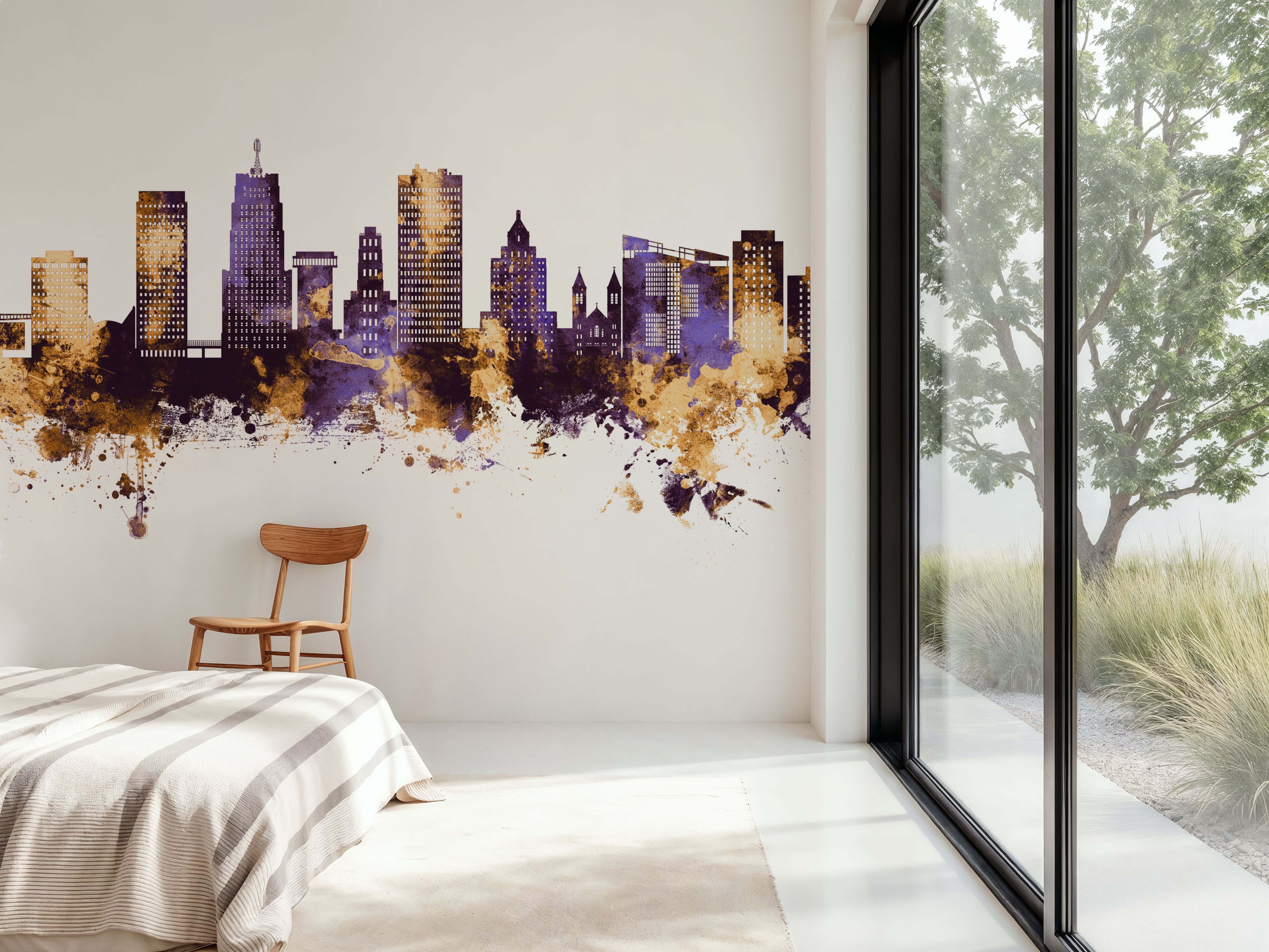 Akron Ohio Skyline Purple & Gold
