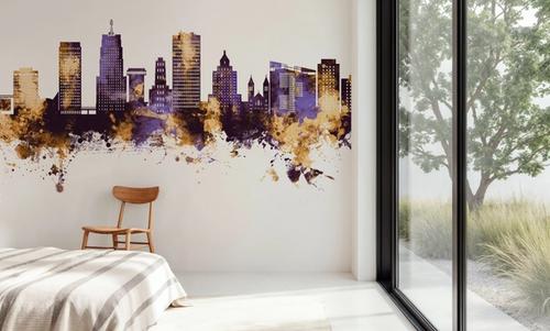 Akron Ohio Skyline Purple & Gold