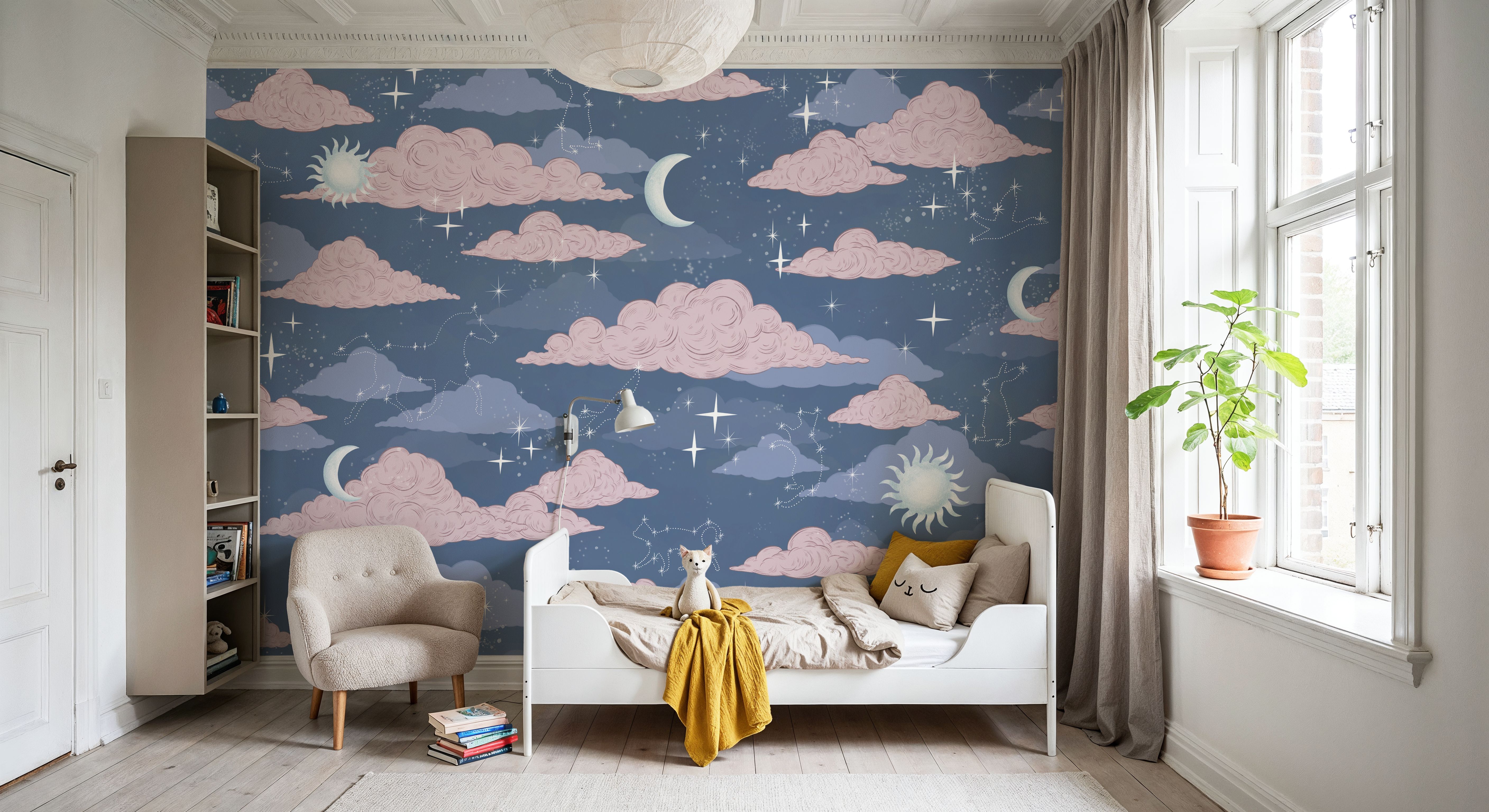 Moonlit Constellations, Chalky Blue, Papel pintado