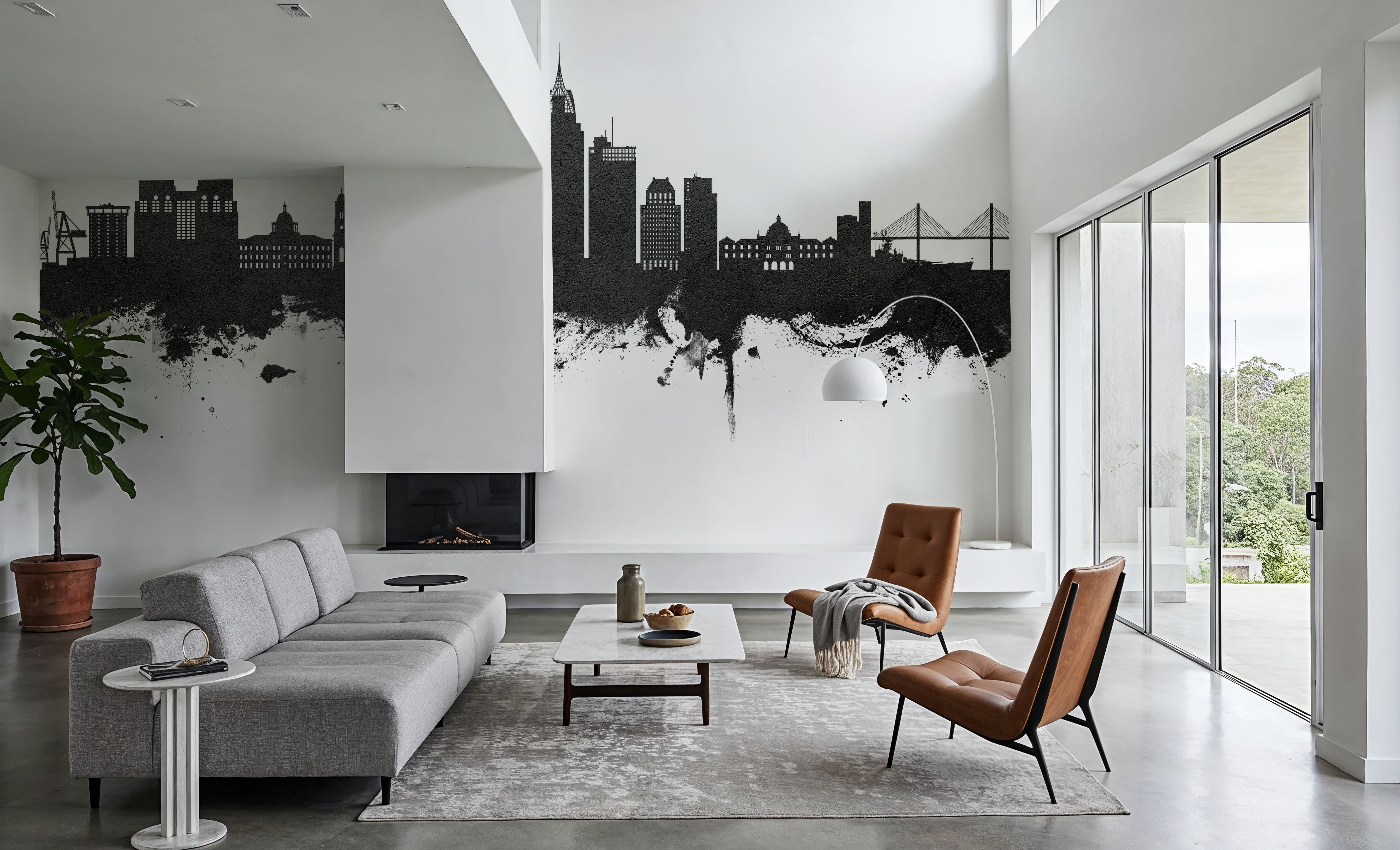 Mobile Alabama Skyline Black & White, Tapeten