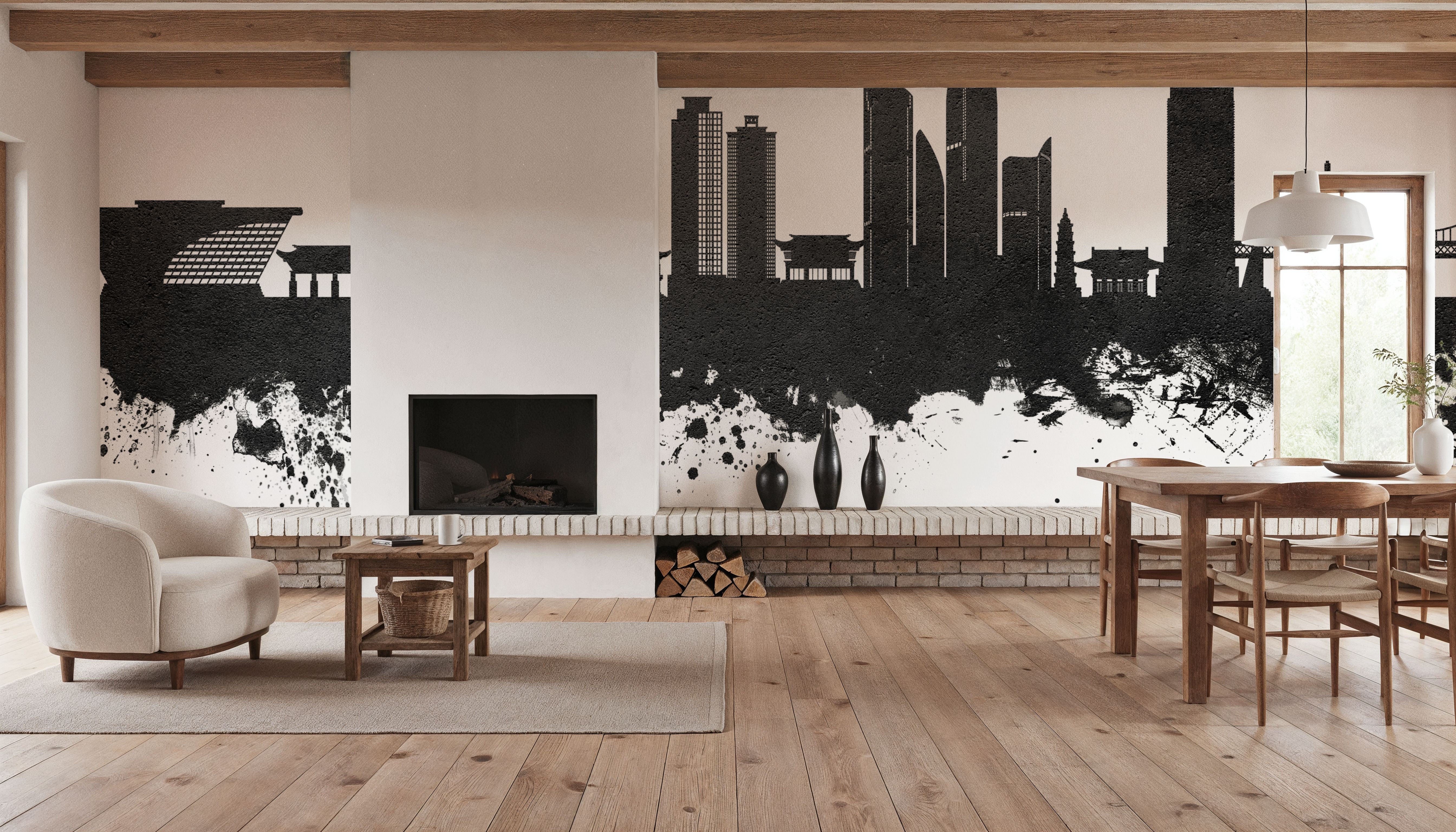 Busan South Korea Skyline Black & White