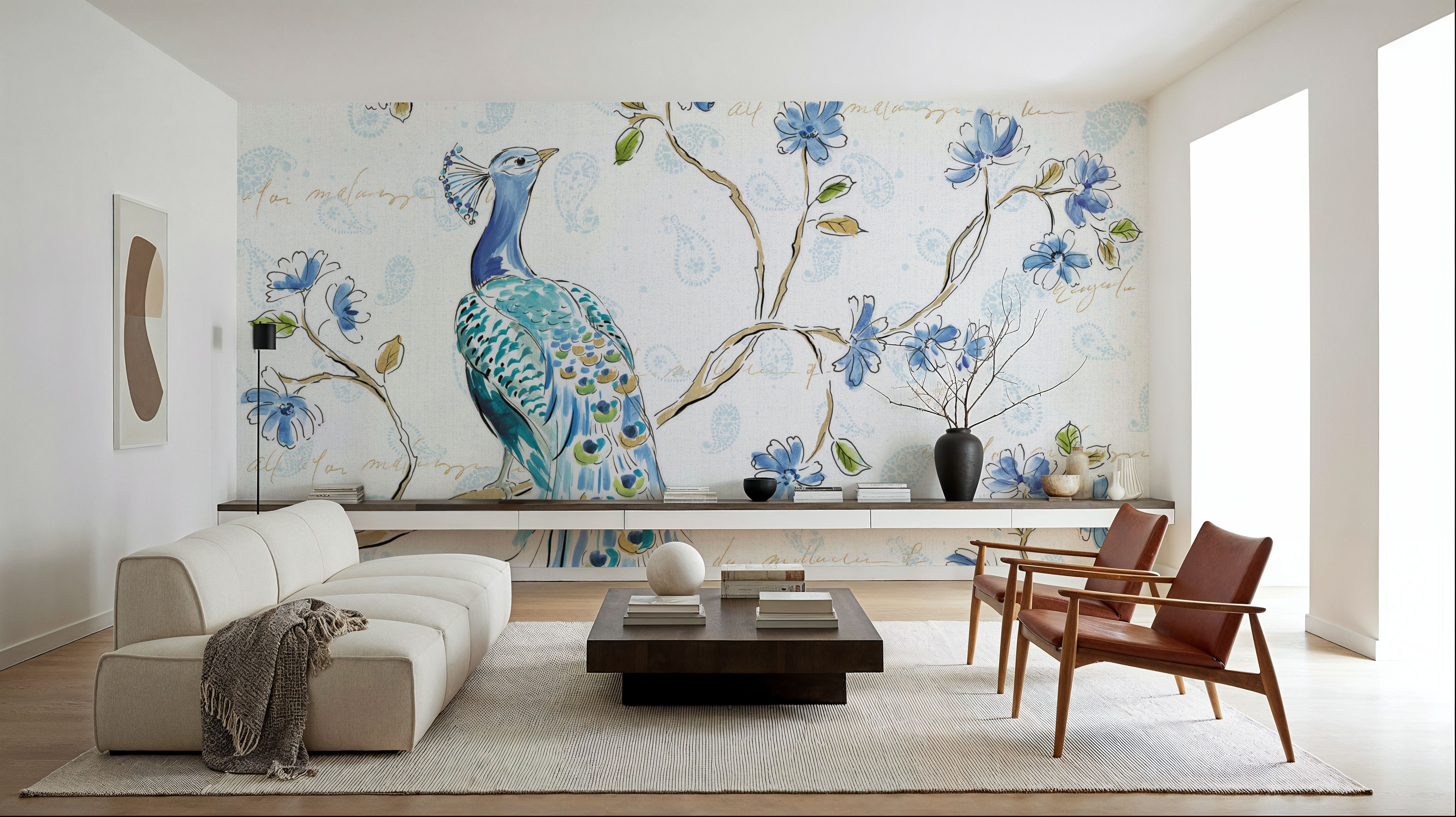 Peacock Allegory I White