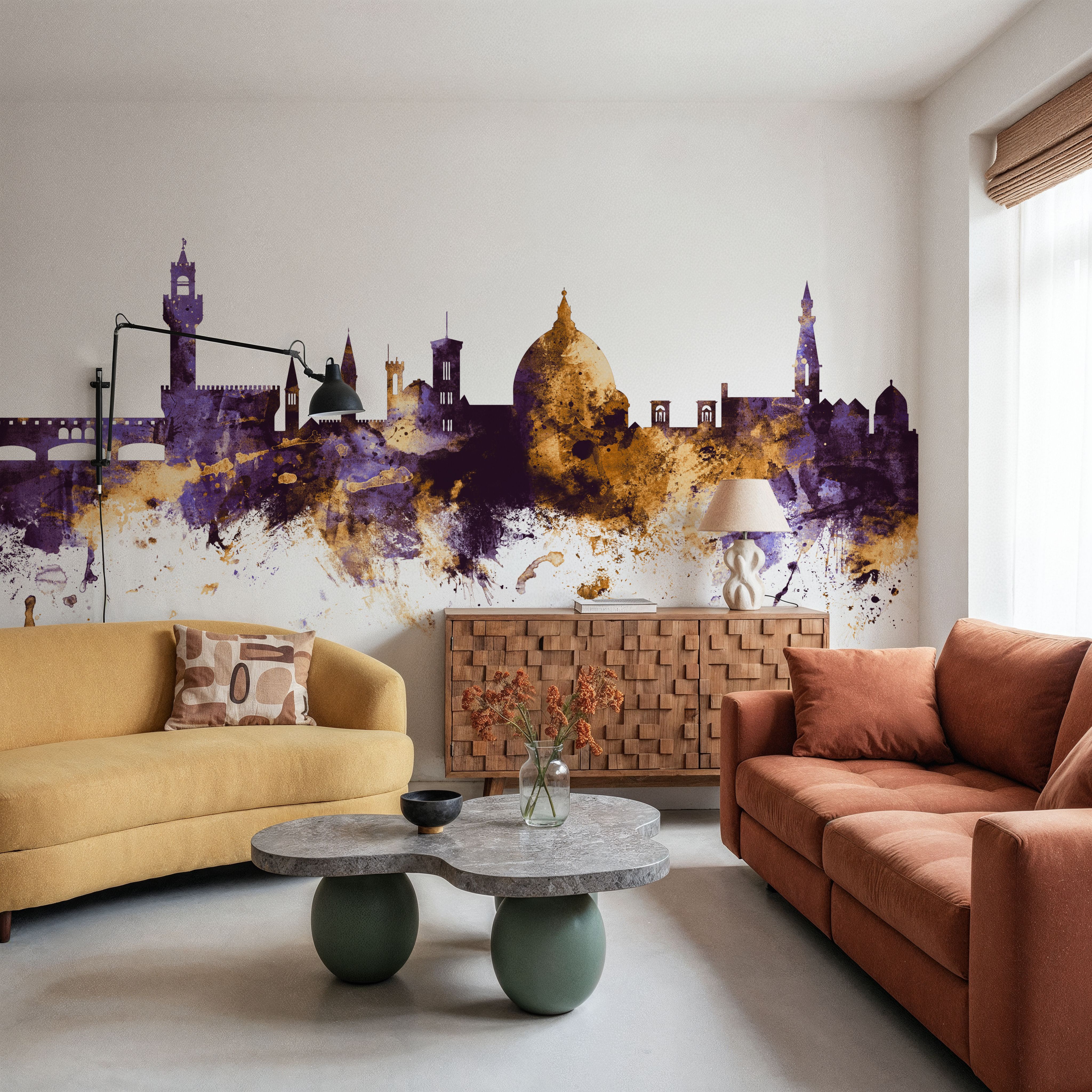 Florence Italy Skyline Purple & Gold