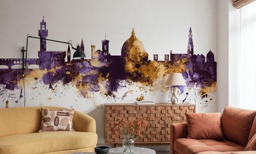 Florence Italy Skyline Purple & Gold