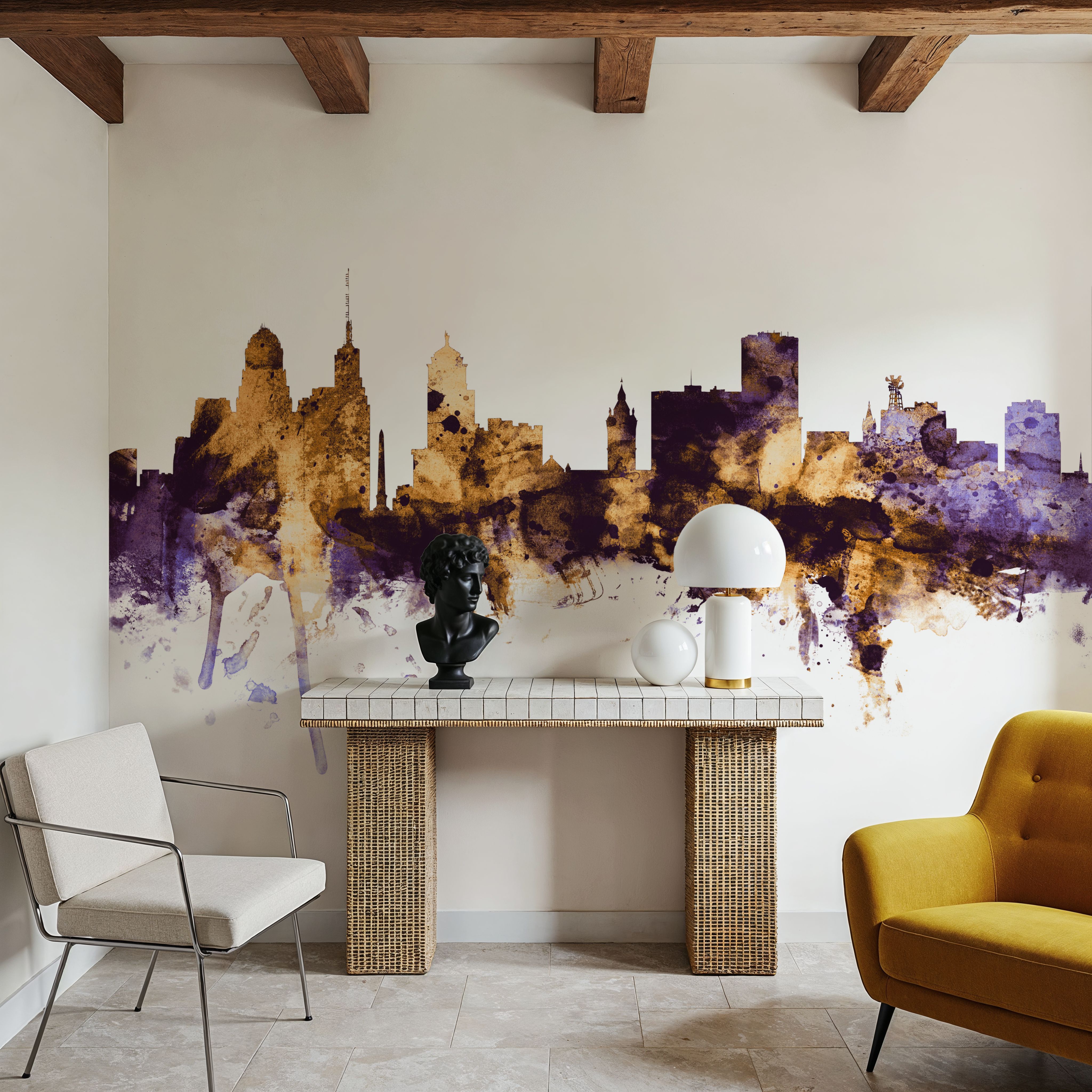 Buffalo New York Skyline Purple & Gold