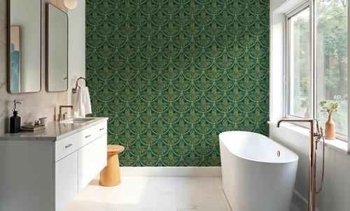 Art Deco Peacock Scallops, Emerald