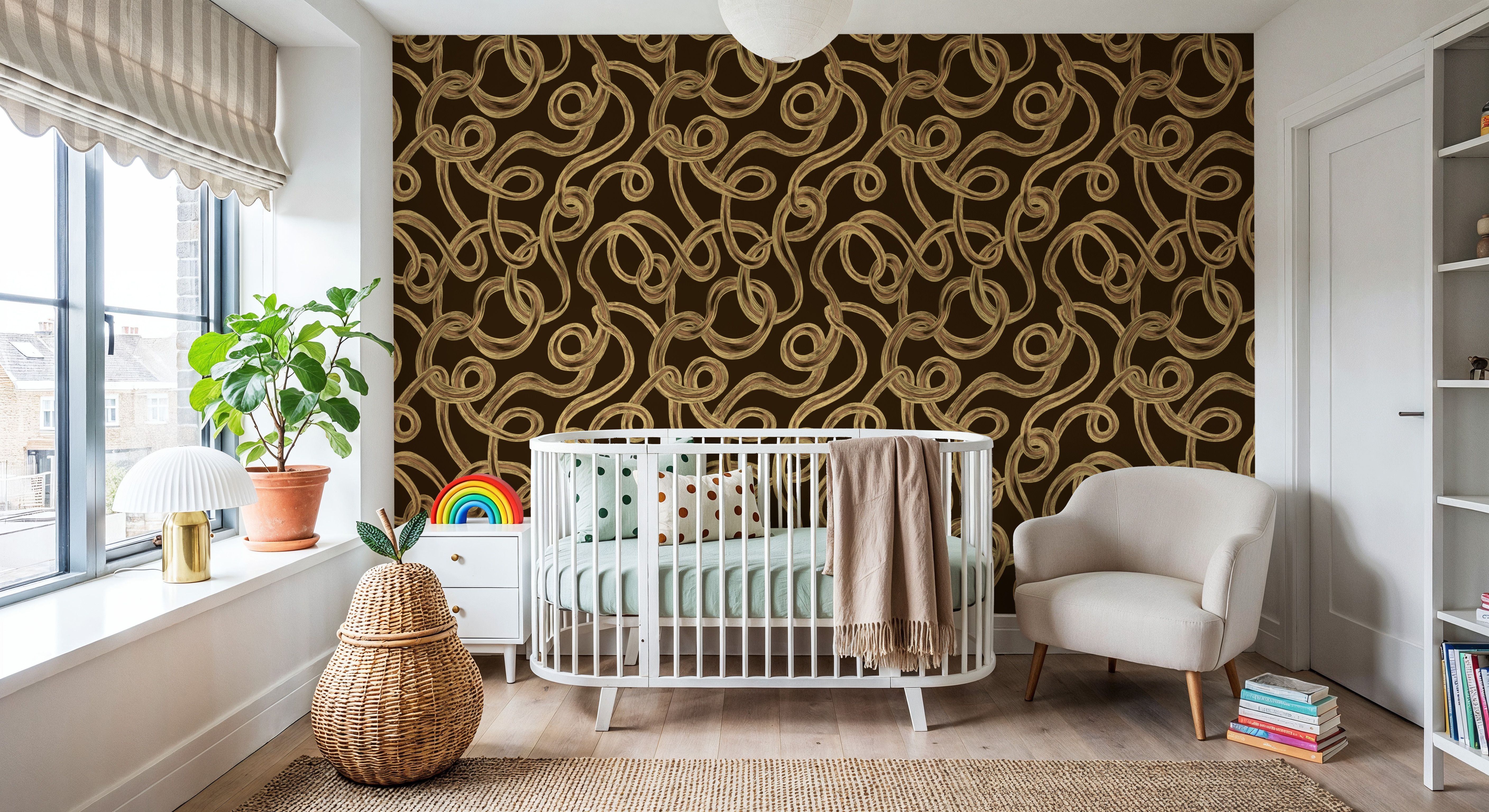 Swirl, Yellow on Brown