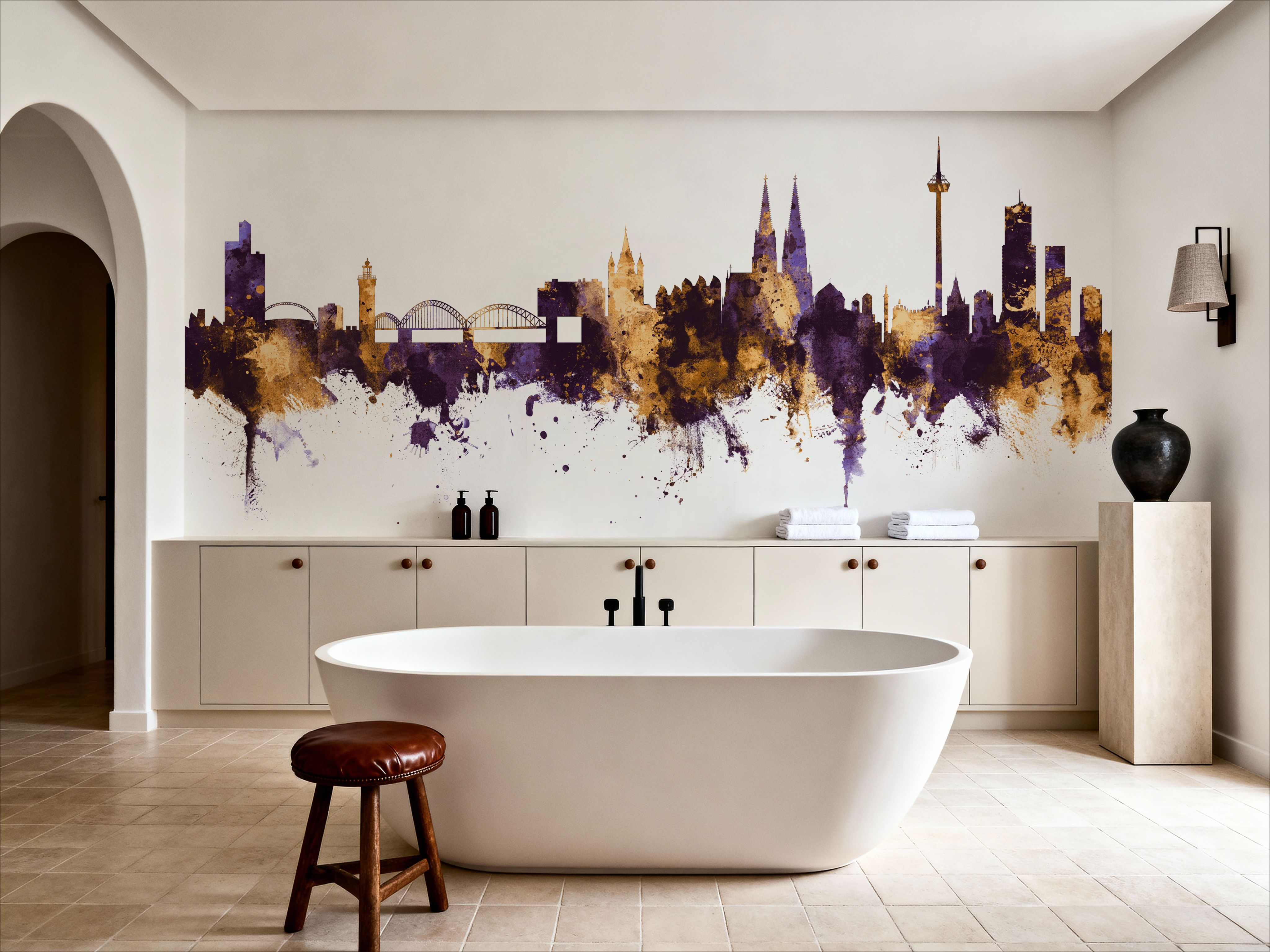 Cologne Germany Skyline Purple & Gold