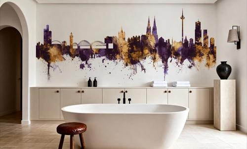 Cologne Germany Skyline Purple & Gold