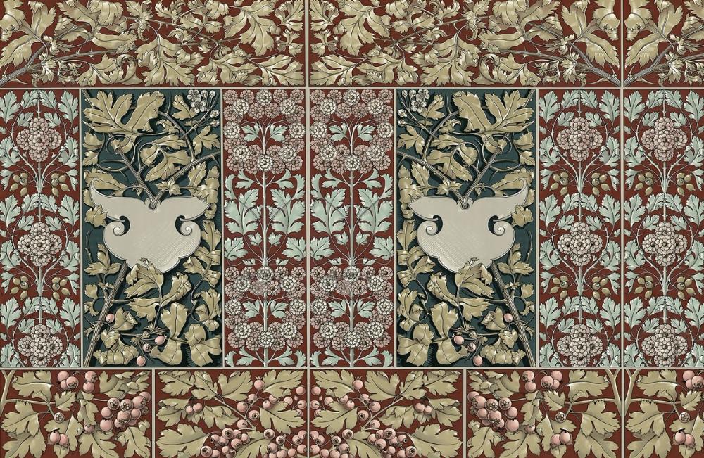 Flowers and Berries Red