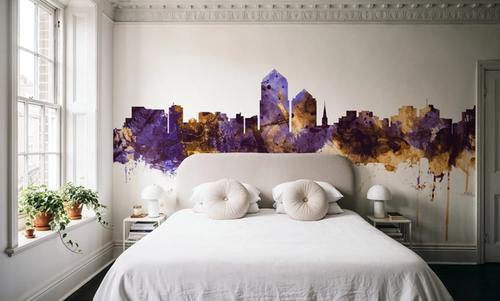 Albuquerque New Mexico Skyline Purple & Gold
