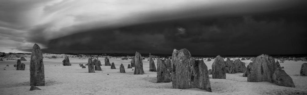 Storm Clouds and Rocks BW