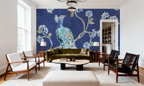 Peacock Allegory I Blue