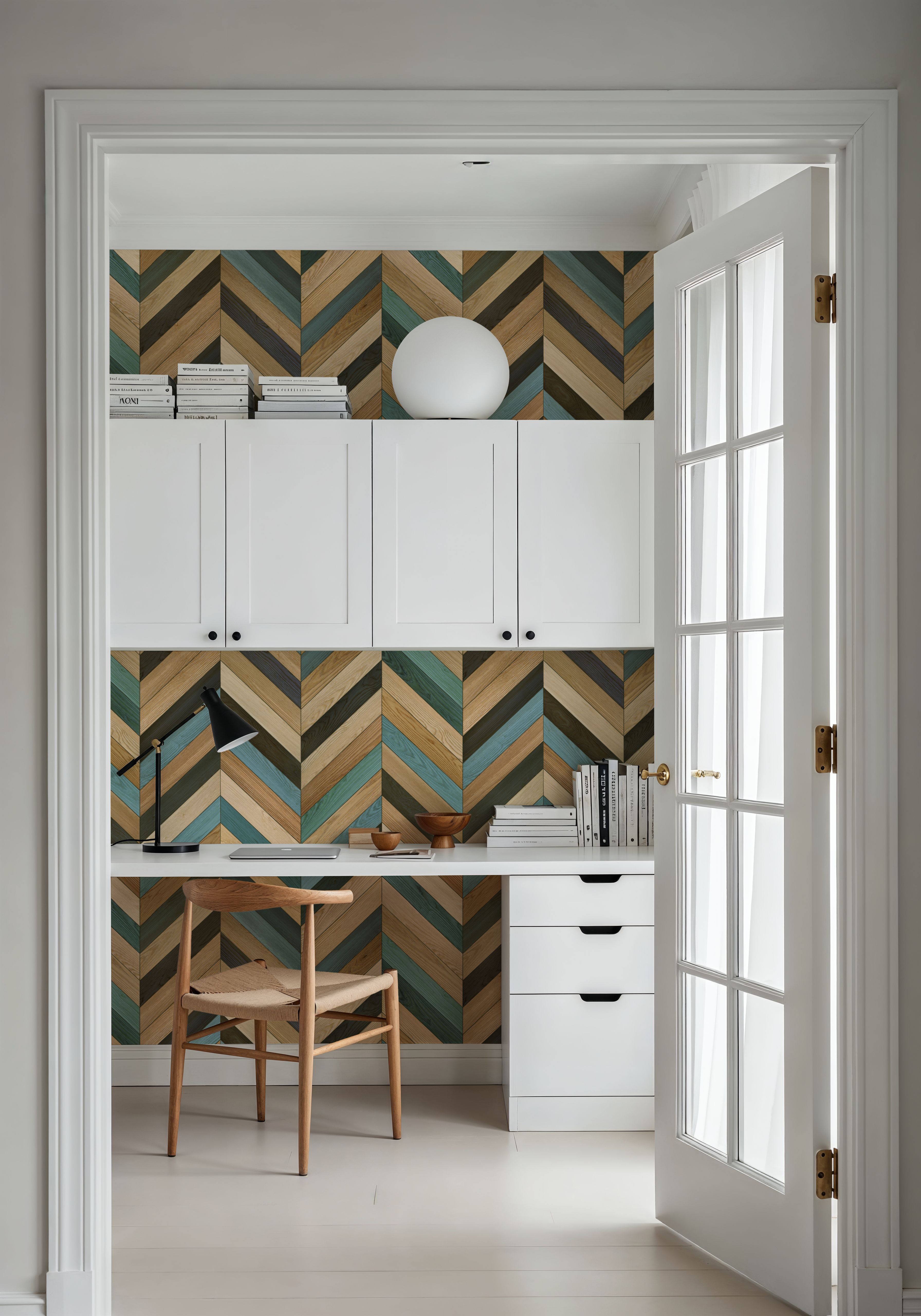 Chevron Wood, Teal