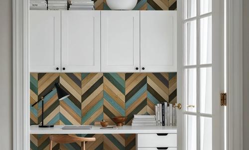 Chevron Wood, Teal