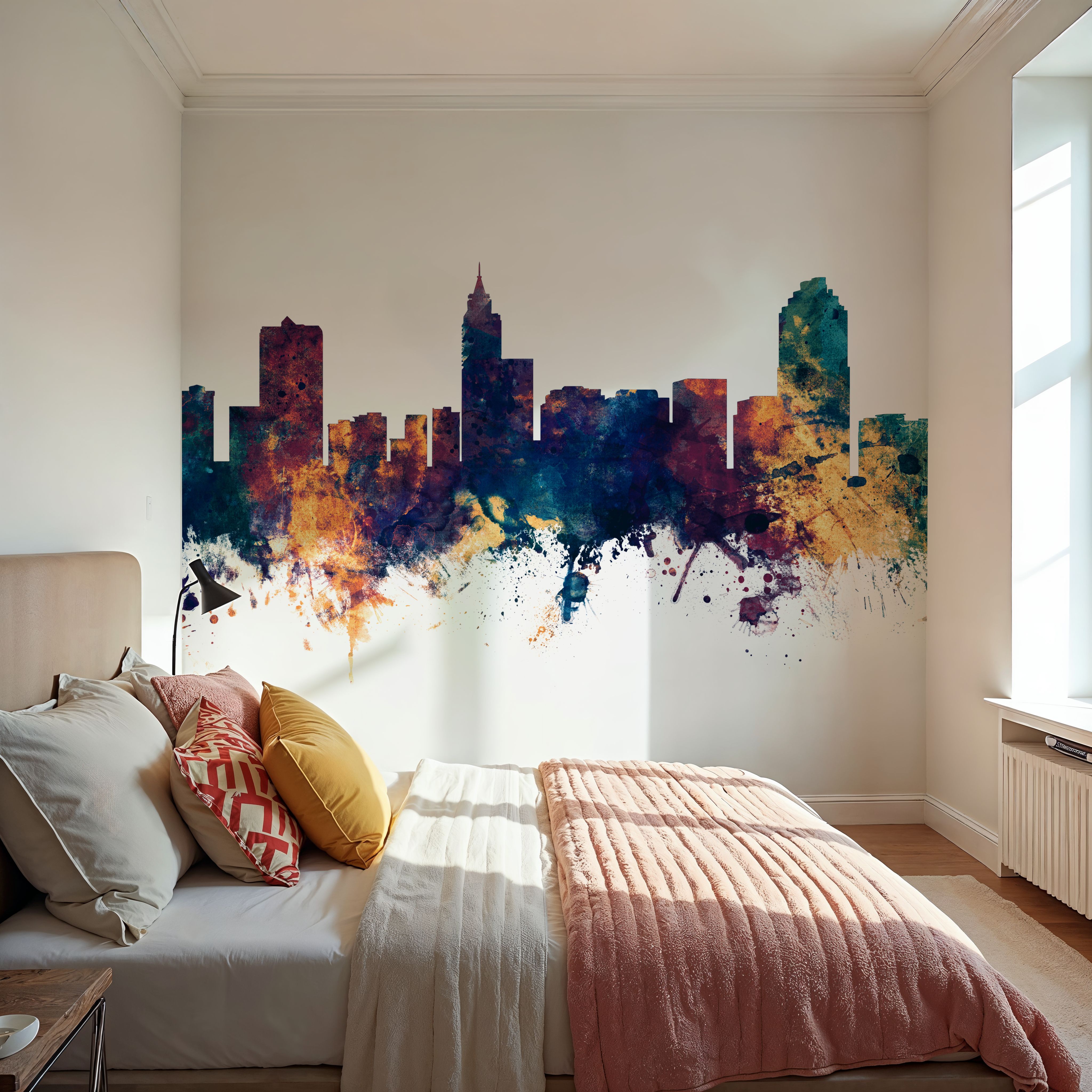 Raleigh North Carolina Skyline Blue & Bronze