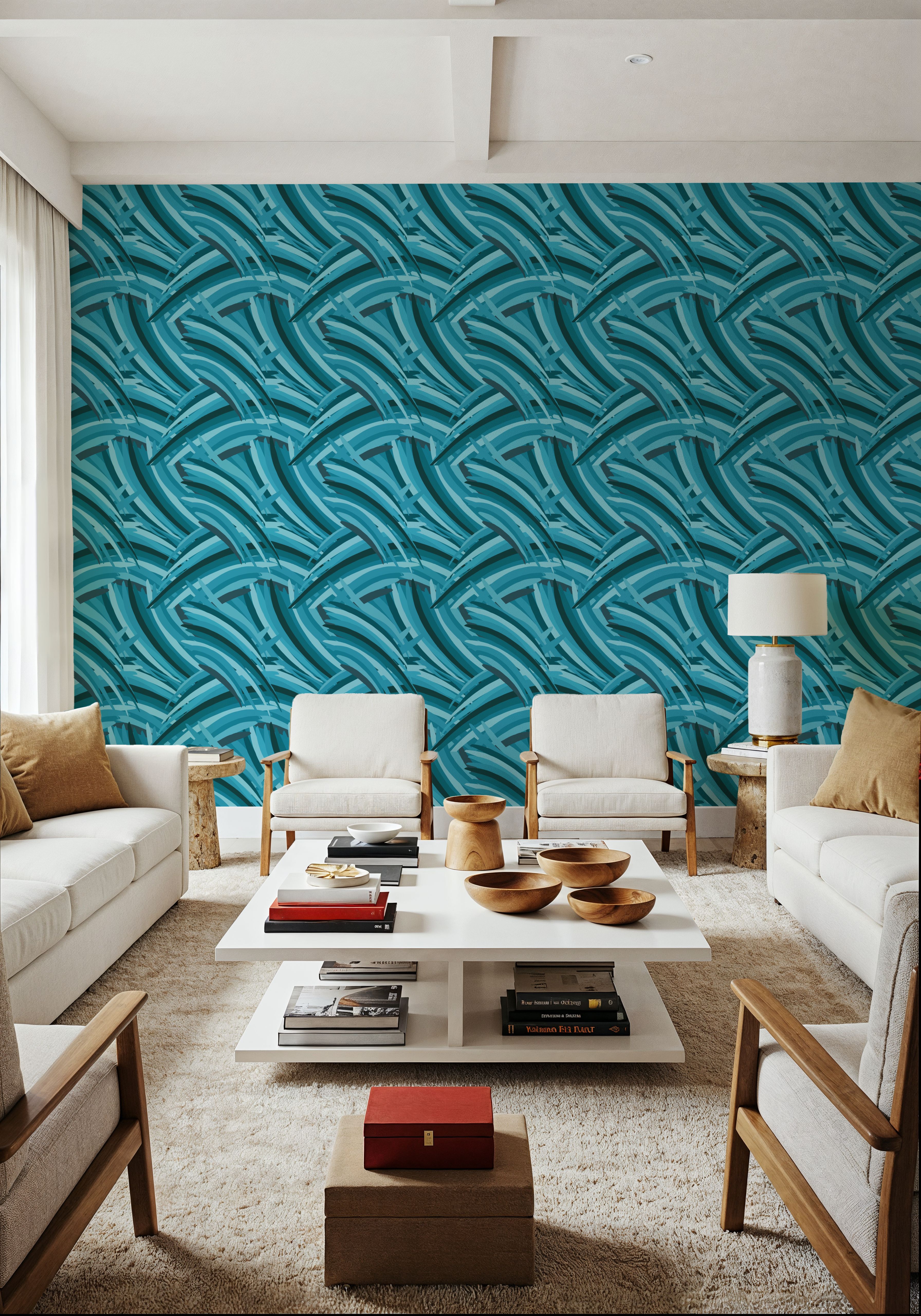 Grassy Waves, Teal, Tapeten