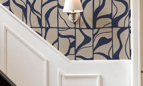 Linear Drift, Marine & Beige