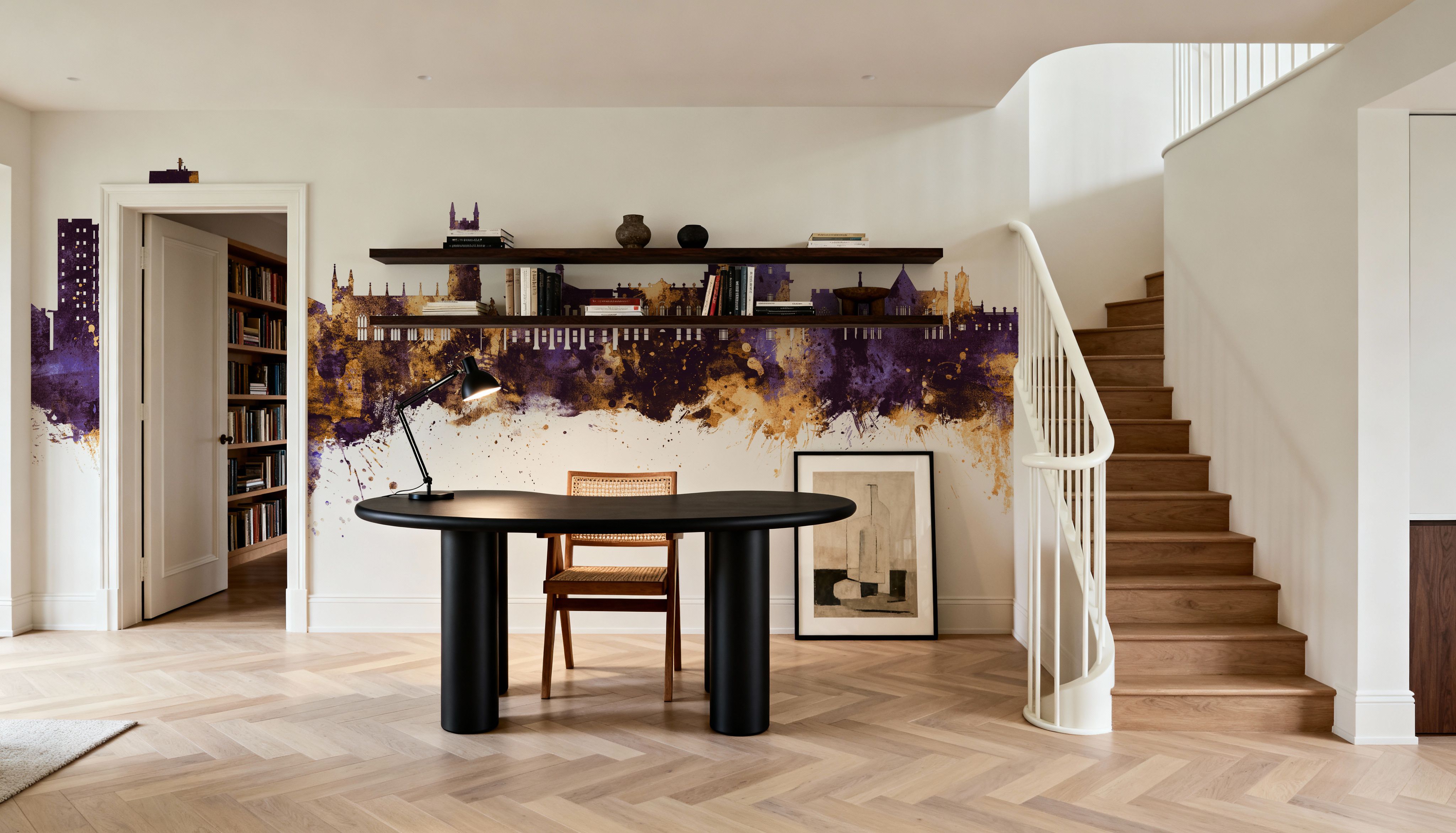 Oldham England Skyline Purple & Gold