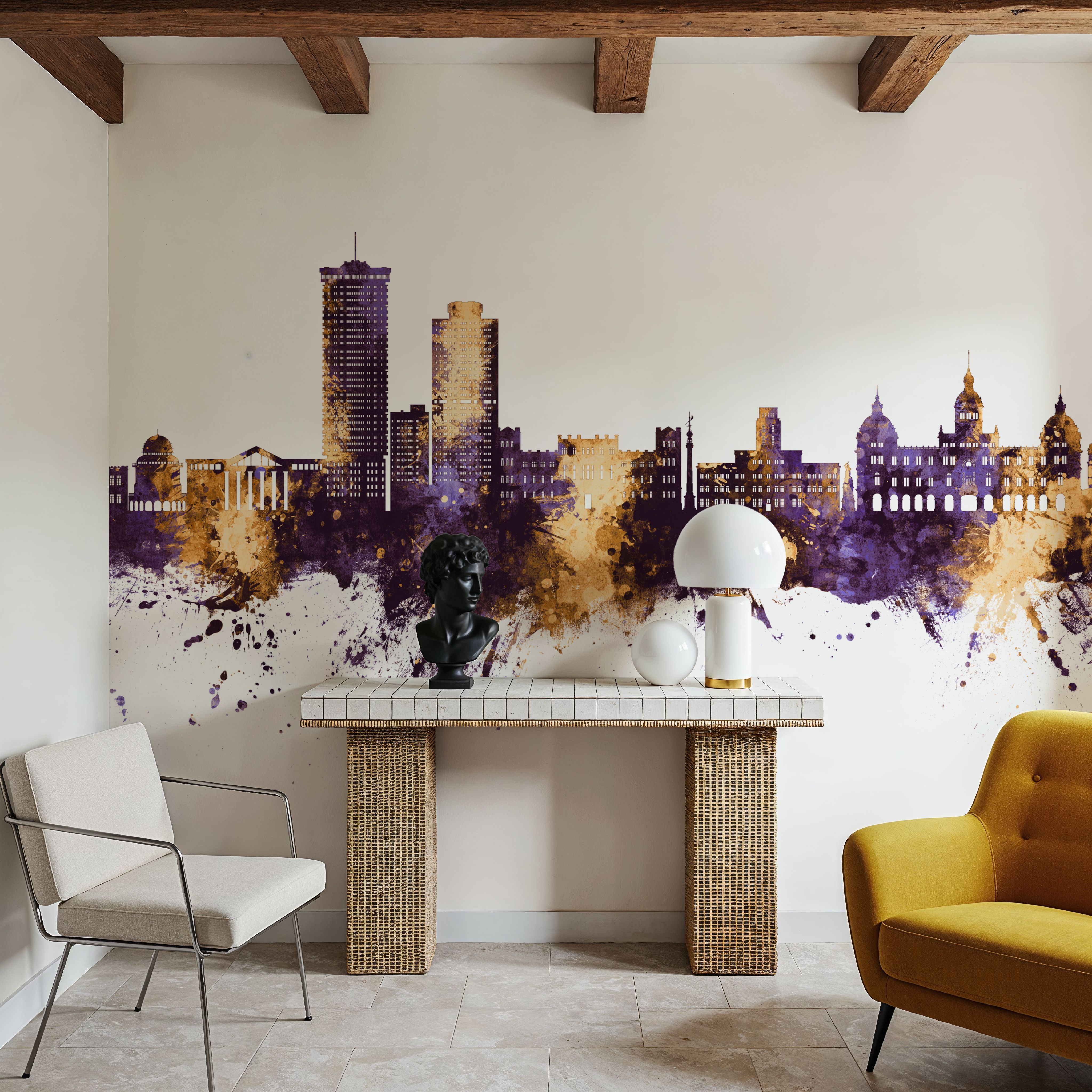 A Coruña Spain Skyline Purple & Gold