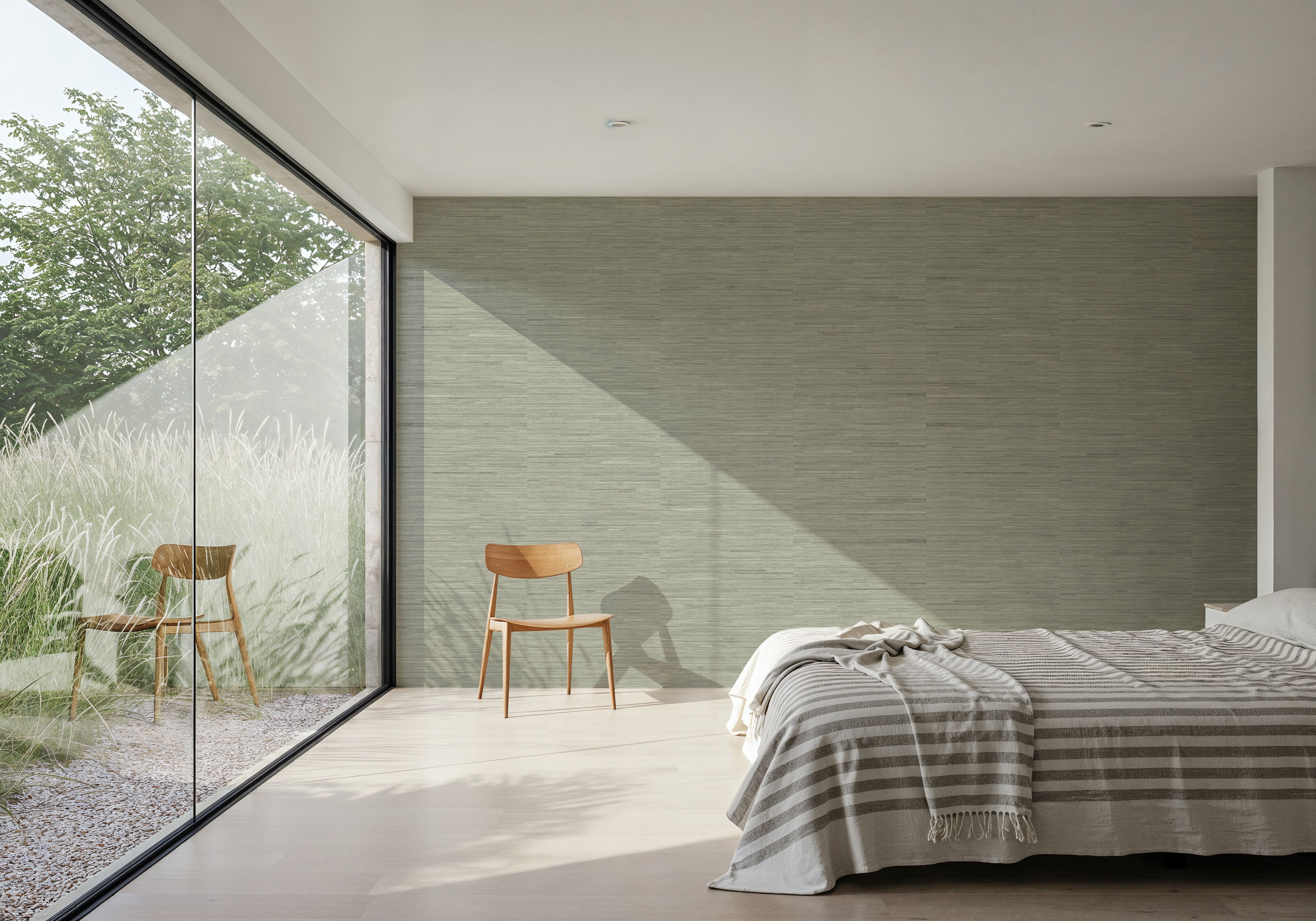 Faux Grasscloth with Visible Seams, Lichen