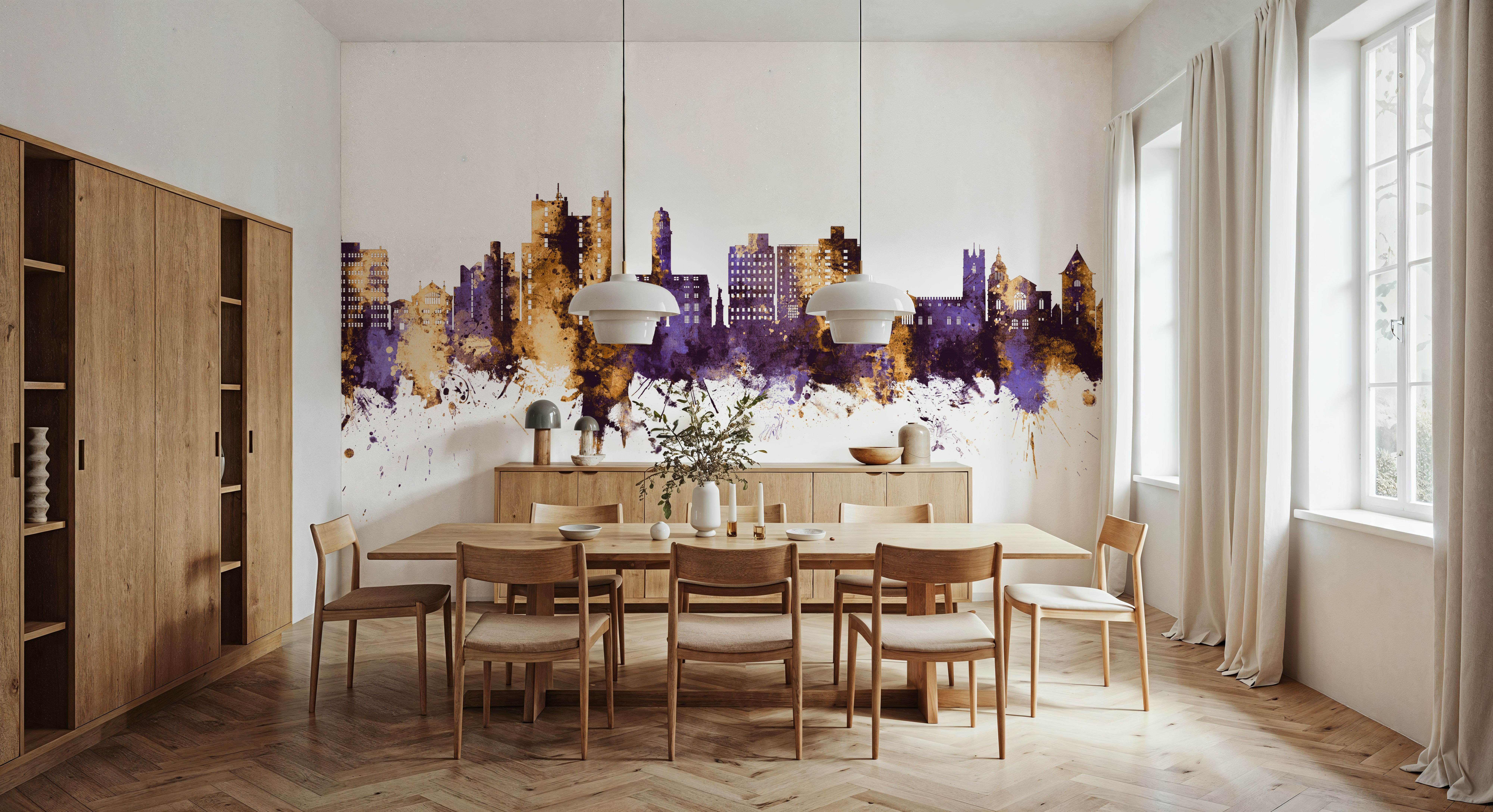 Luton England Skyline Purple & Gold