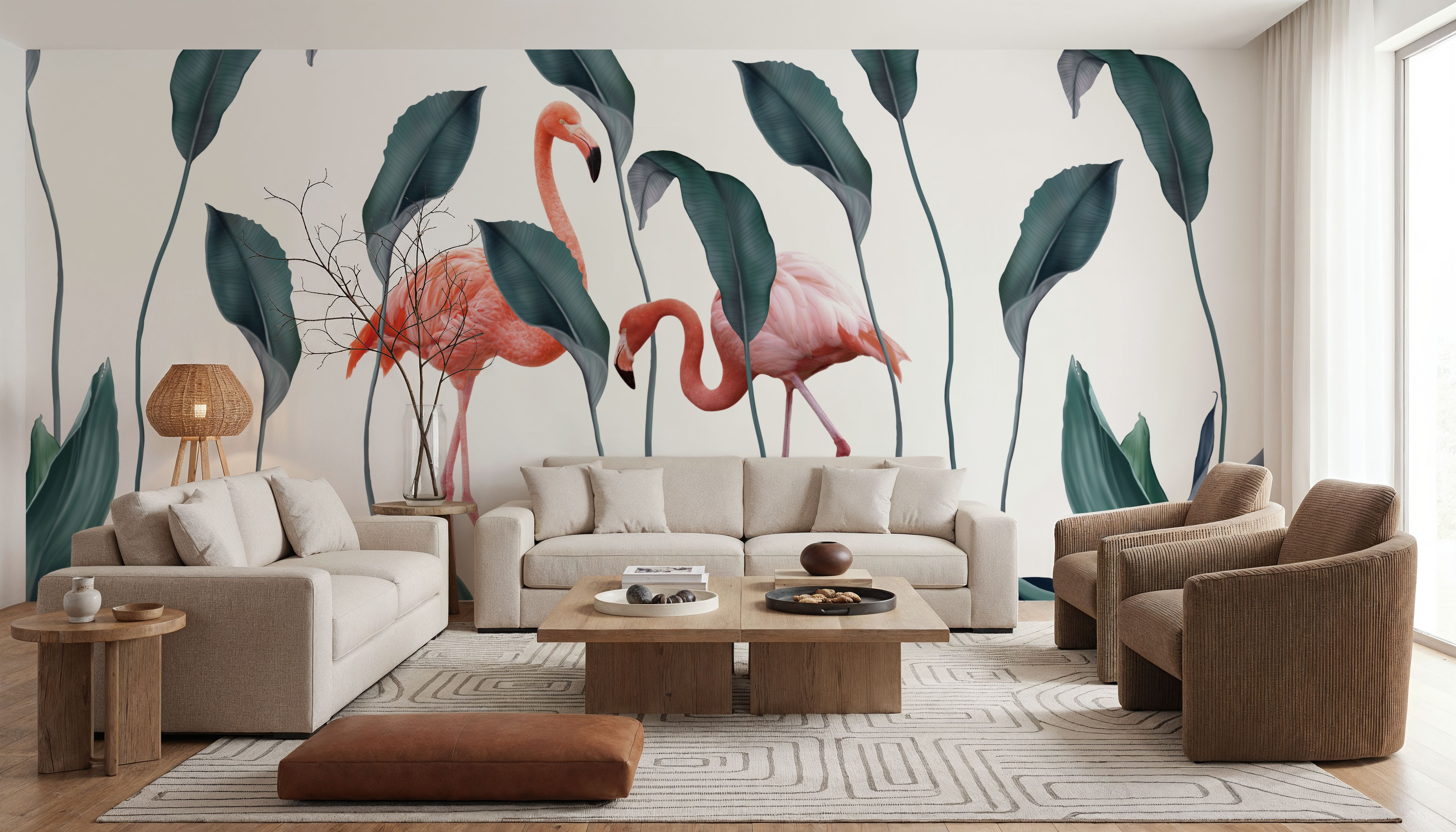 Shy Flamingos, Wallpaper