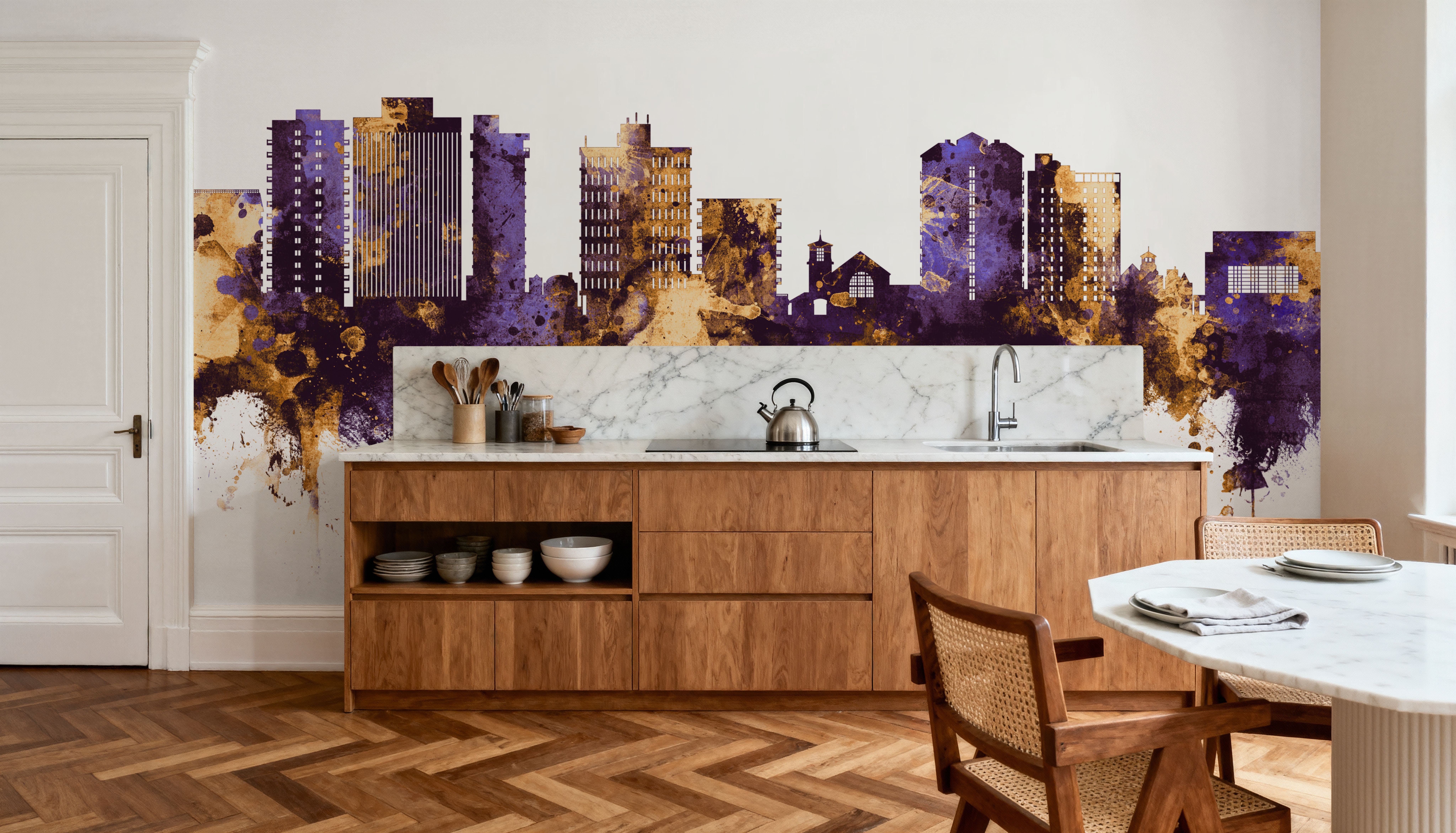 San Mateo California Skyline Purple & Gold