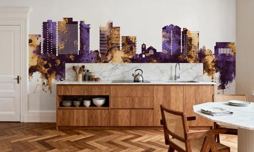 San Mateo California Skyline Purple & Gold