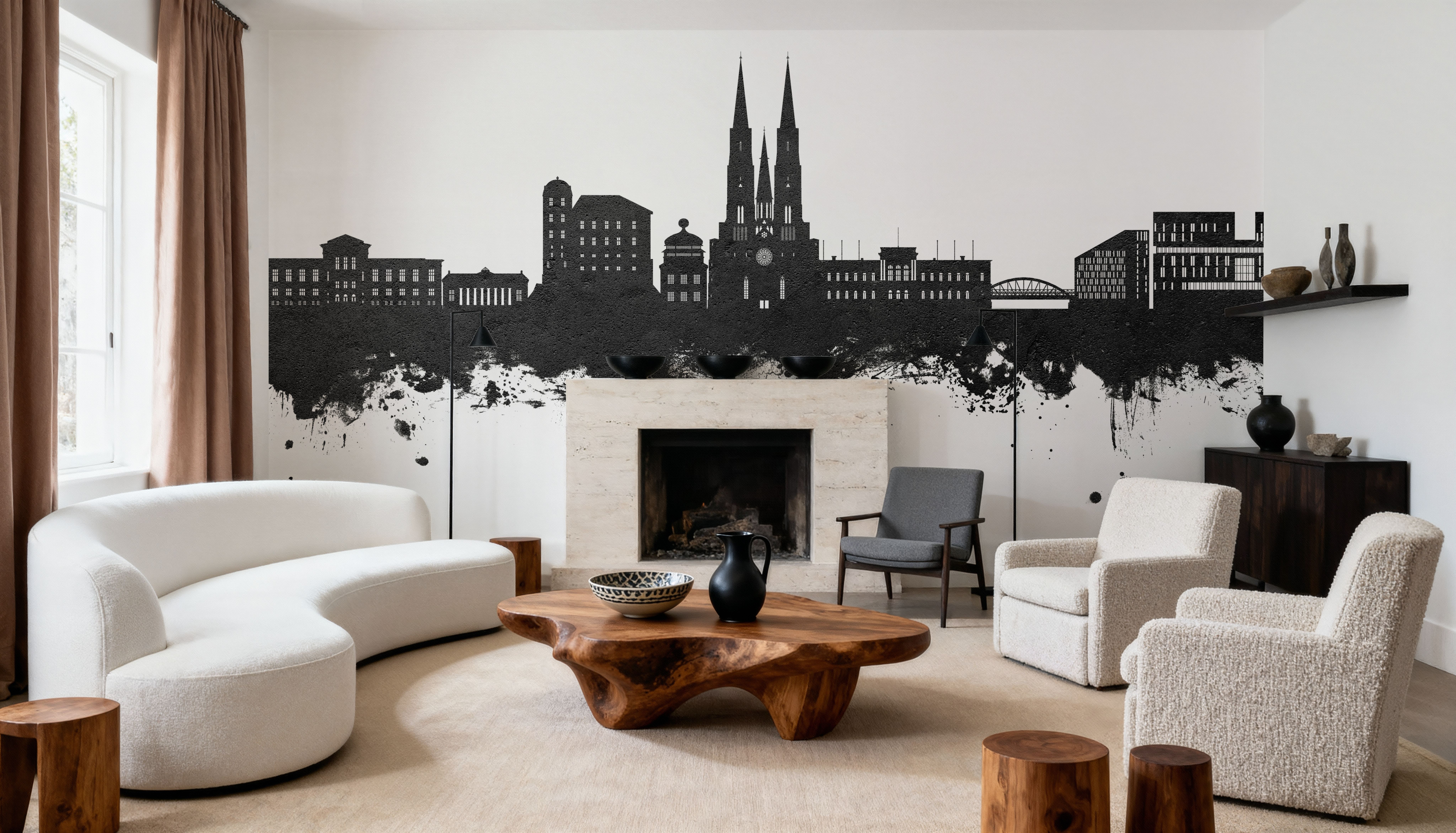 Uppsala Skyline Black & White