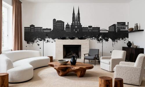 Uppsala Skyline Black & White