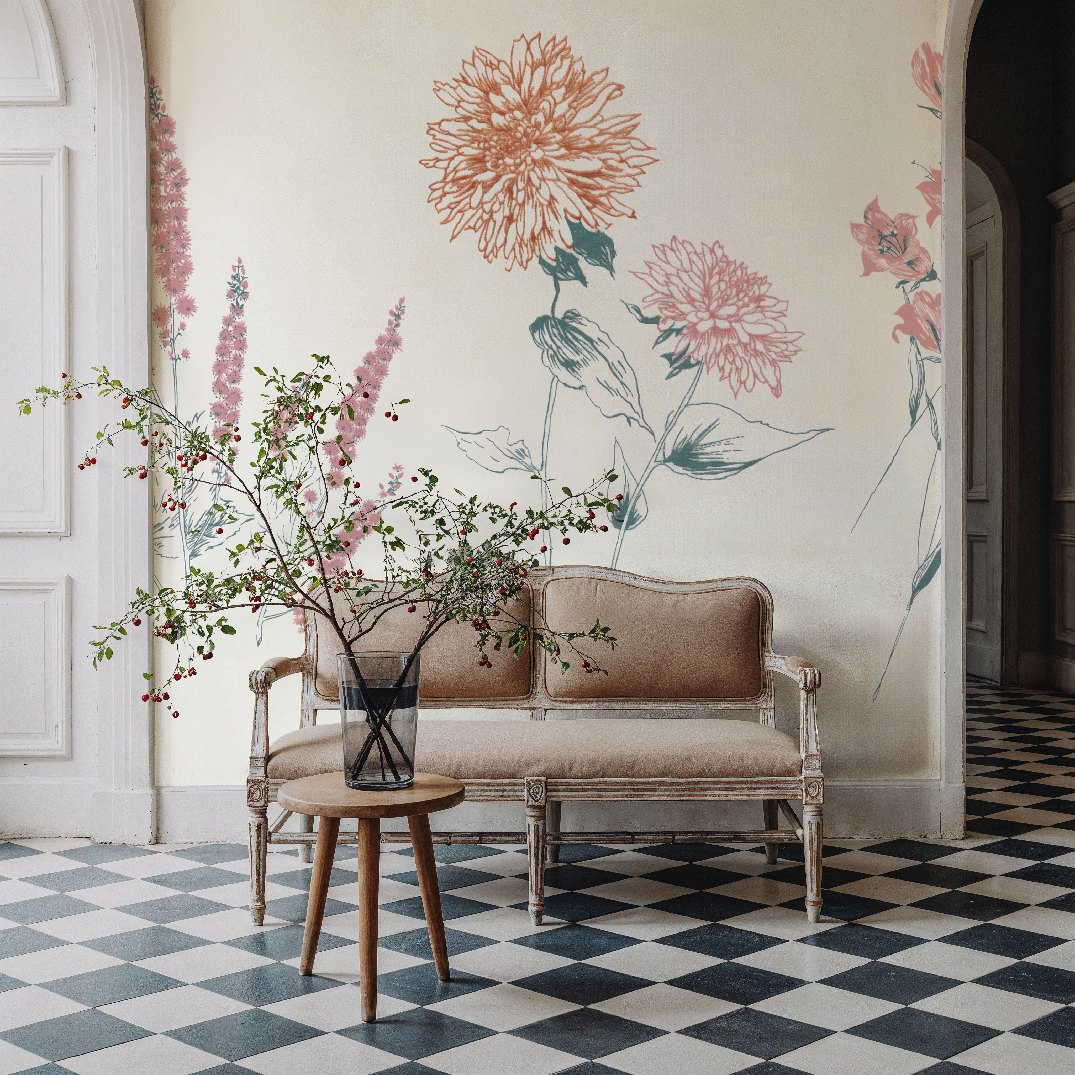 Flowers on White VIII, Wallpaper