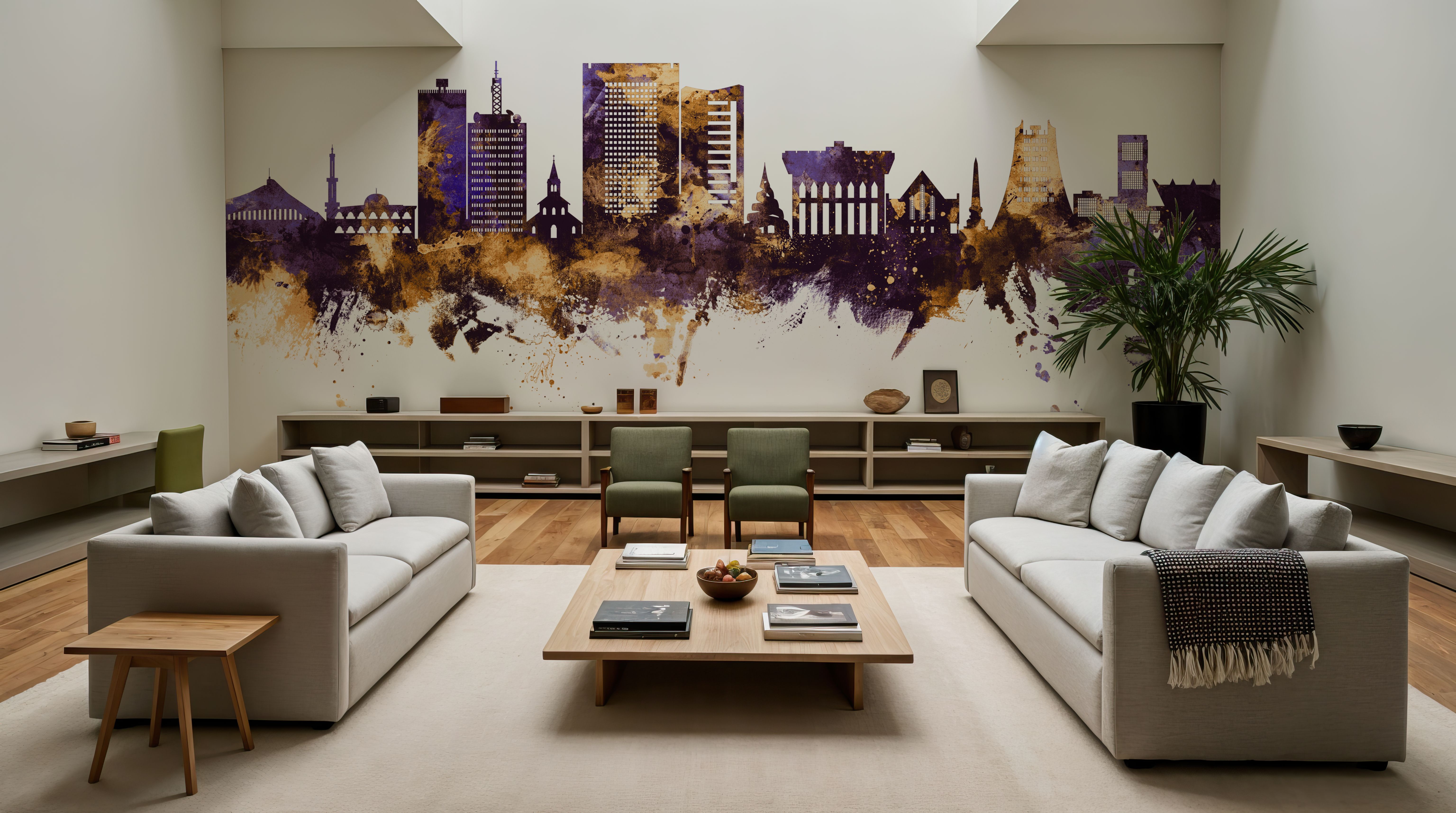 Yaoundé Cameroon Skyline Purple & Gold