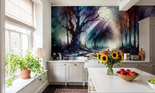 Mystical Moonlit Forest Scene