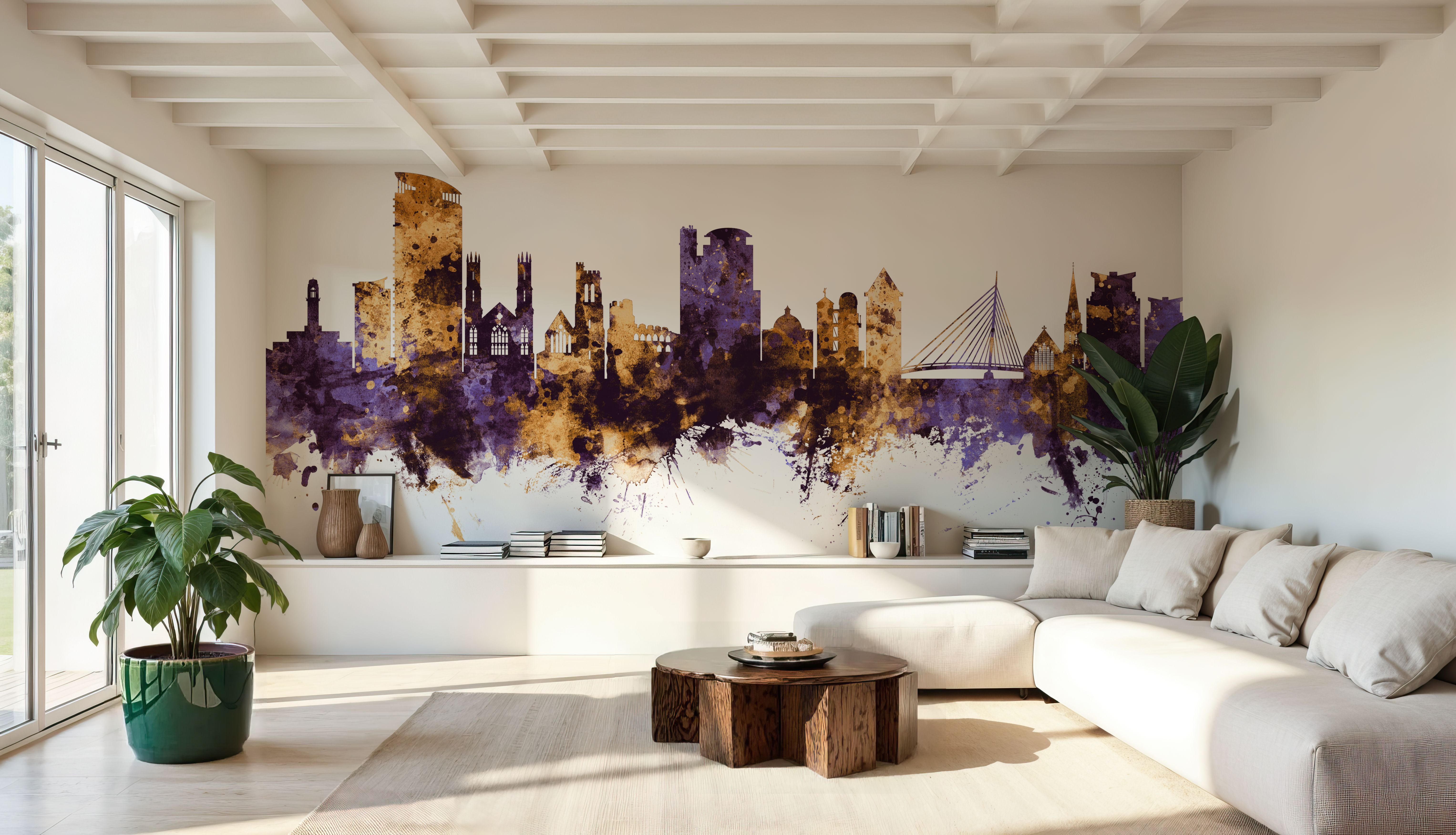 Swansea Wales Skyline Purple & Gold, Carte da parati