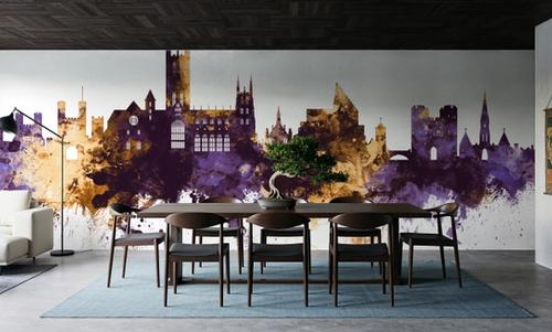 Canterbury England Skyline Purple & Gold