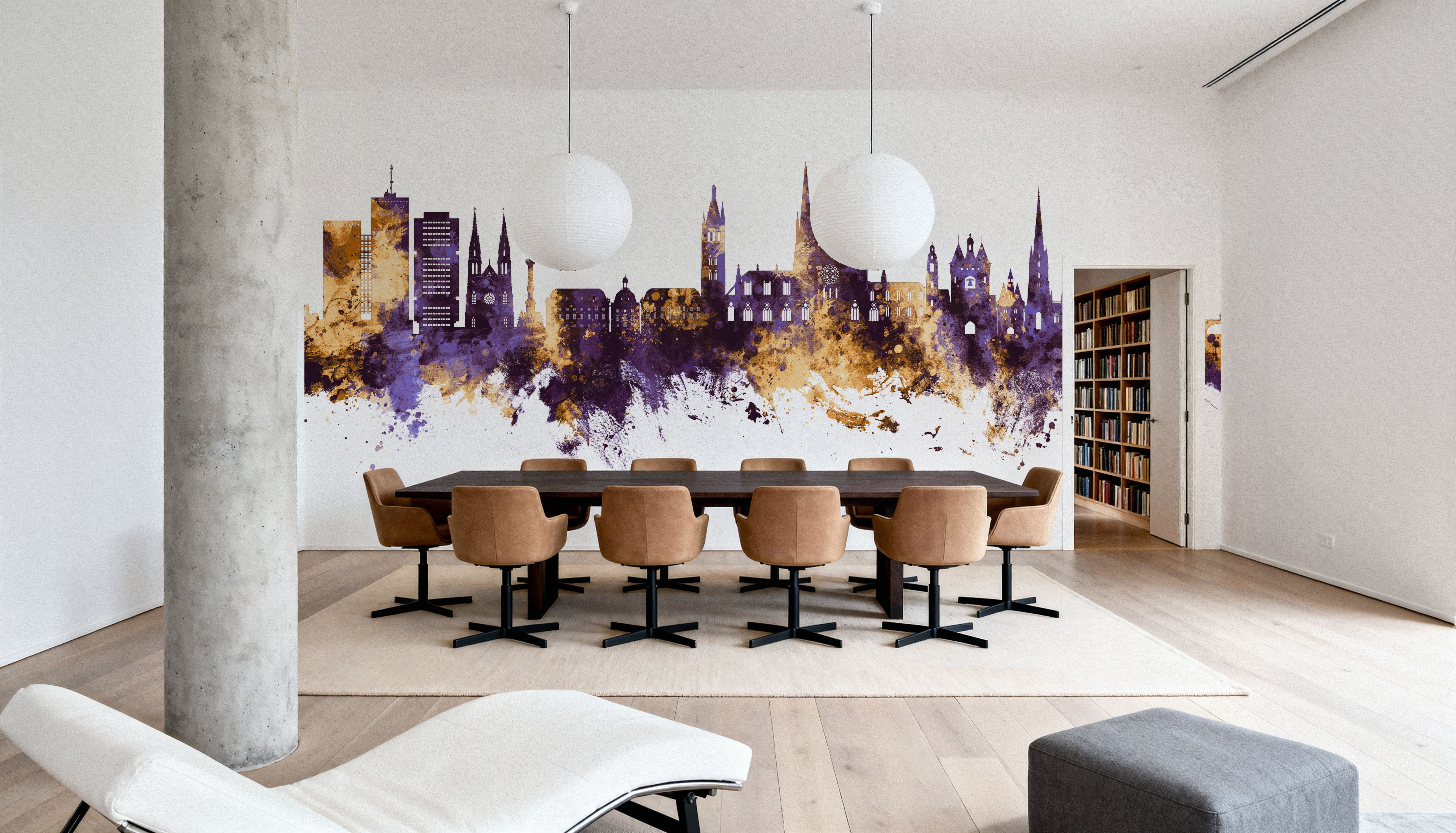 Bordeaux France Skyline Purple & Gold