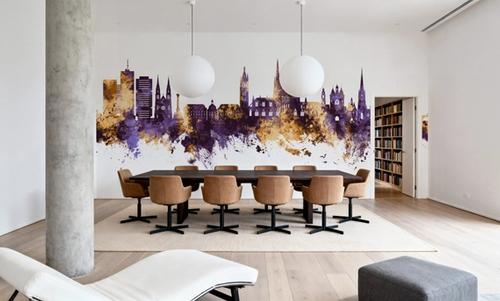 Bordeaux France Skyline Purple & Gold