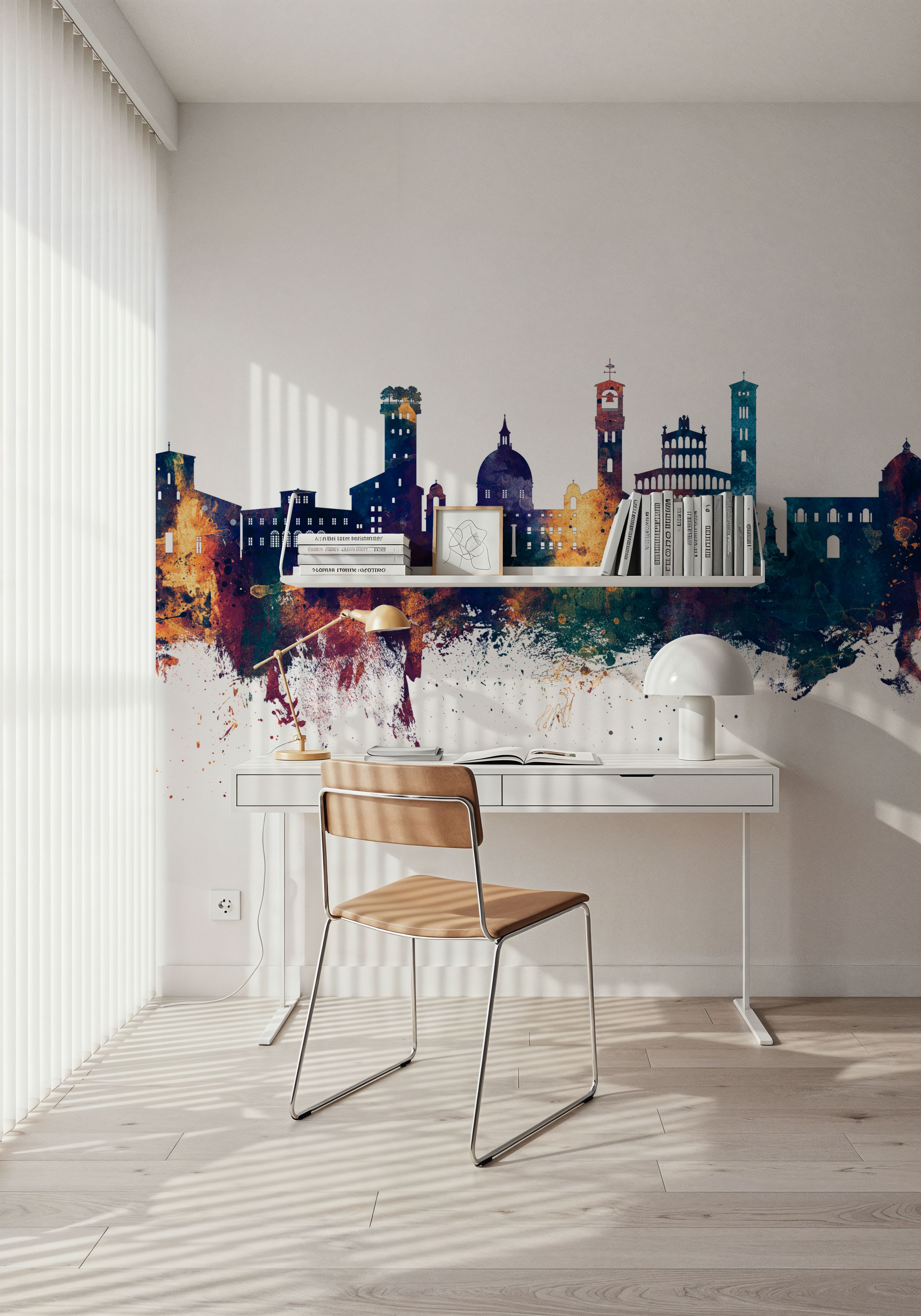 Lucca Italy Skyline Blue & Bronze