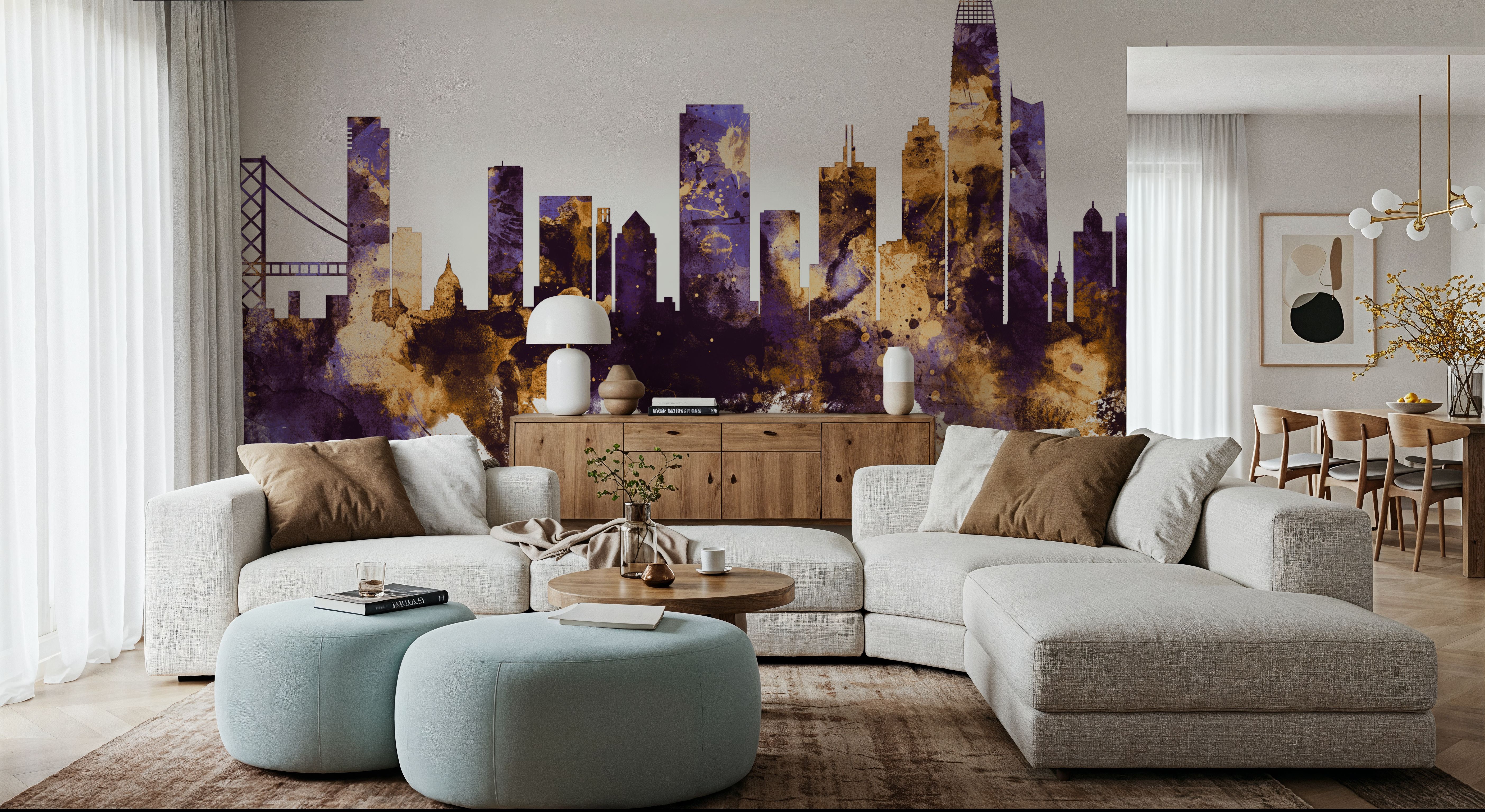 San Francisco Skyline Purple & Gold, Wallpaper