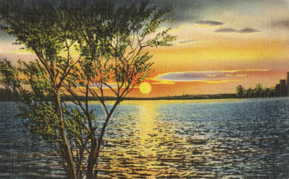 Greetings from Lake Sunset - Screenprint Postcard