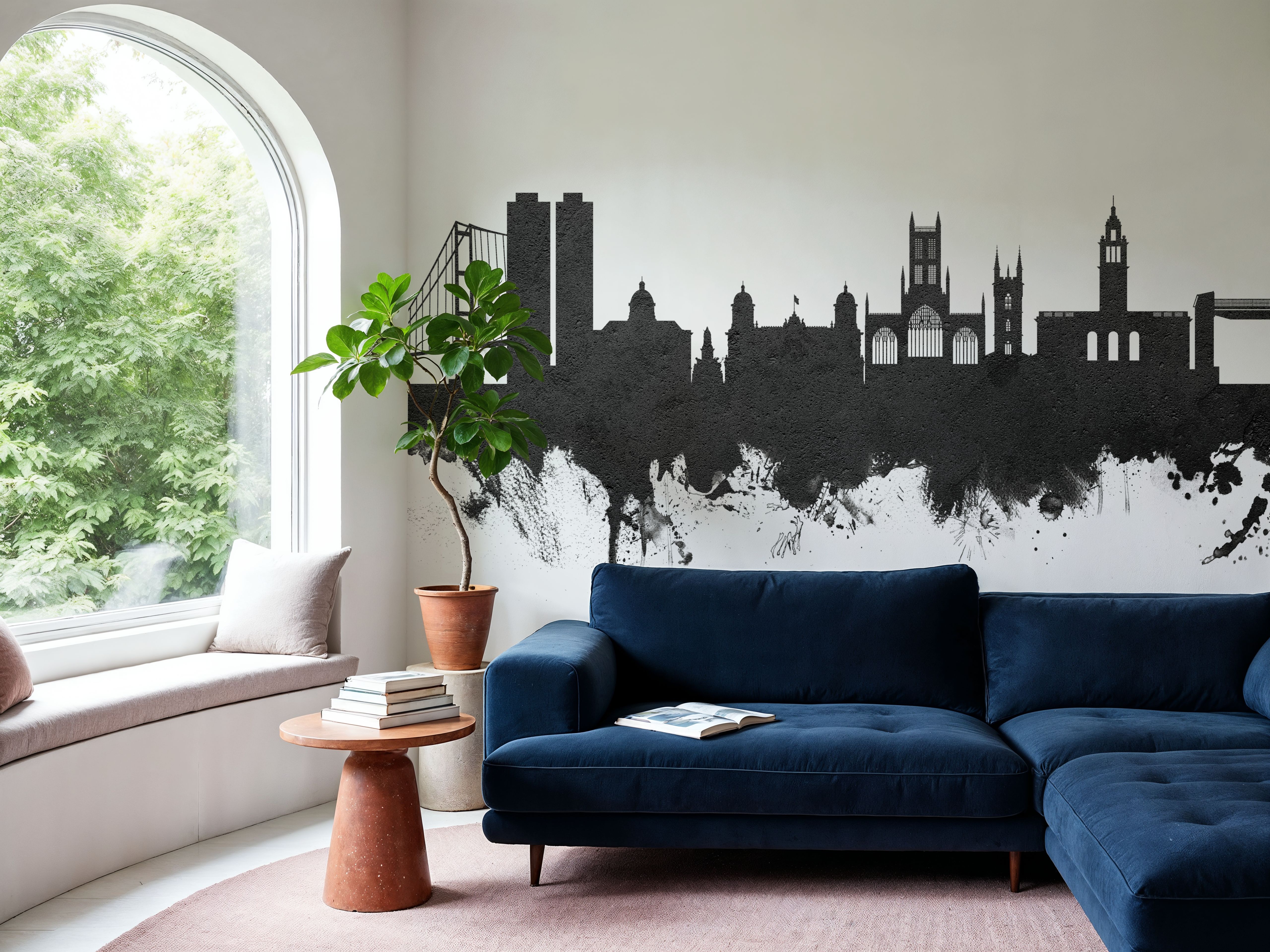 Kingston upon Hull England Skyline Black & White