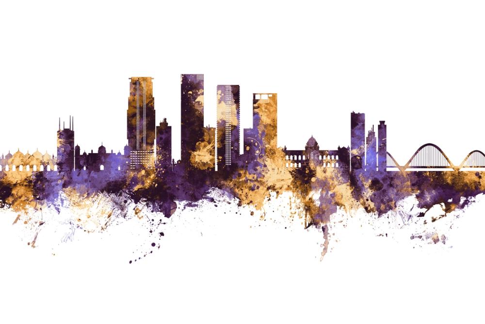 Dhaka Bangladesh Skyline Purple & Gold