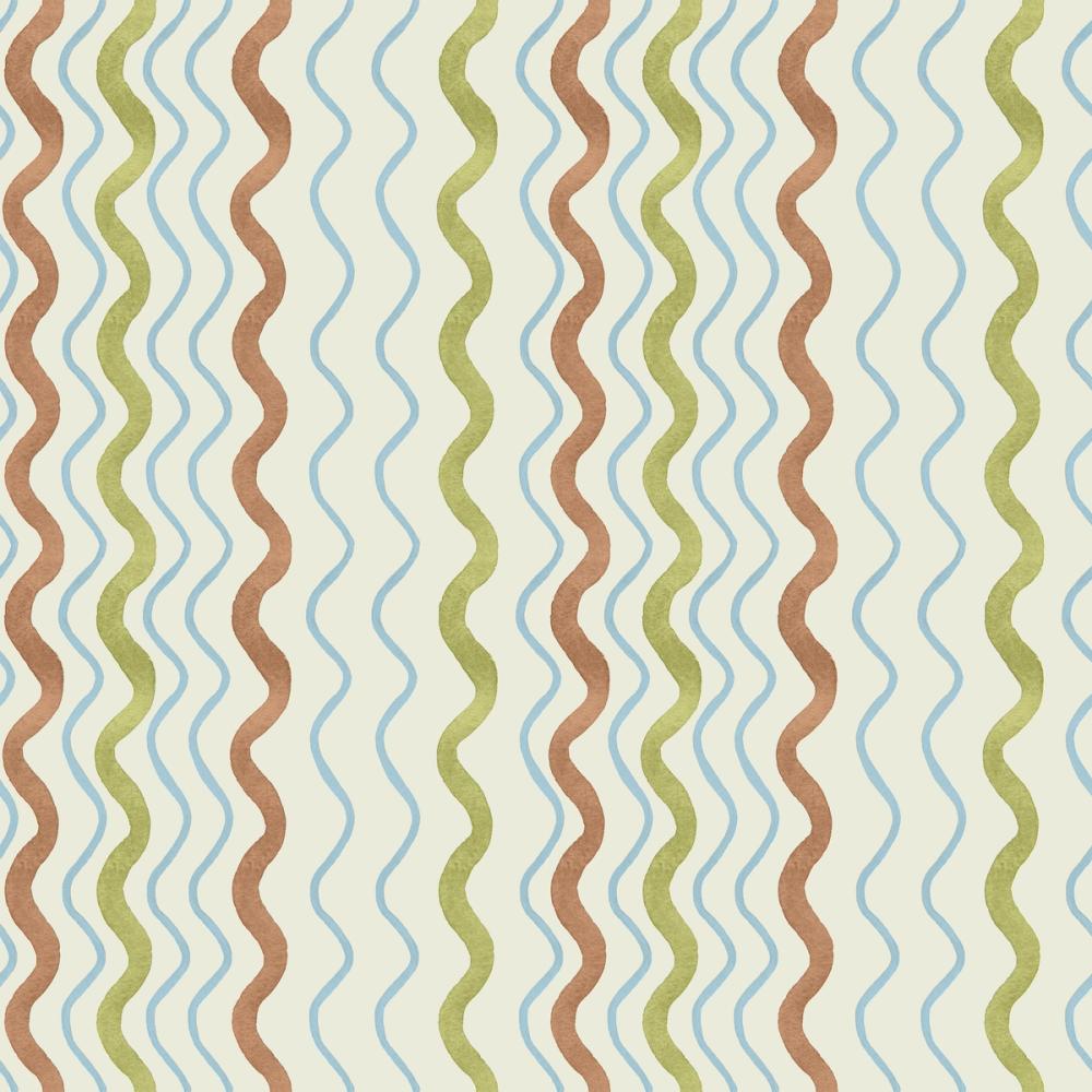 Wavy Stripes, Green & Rust