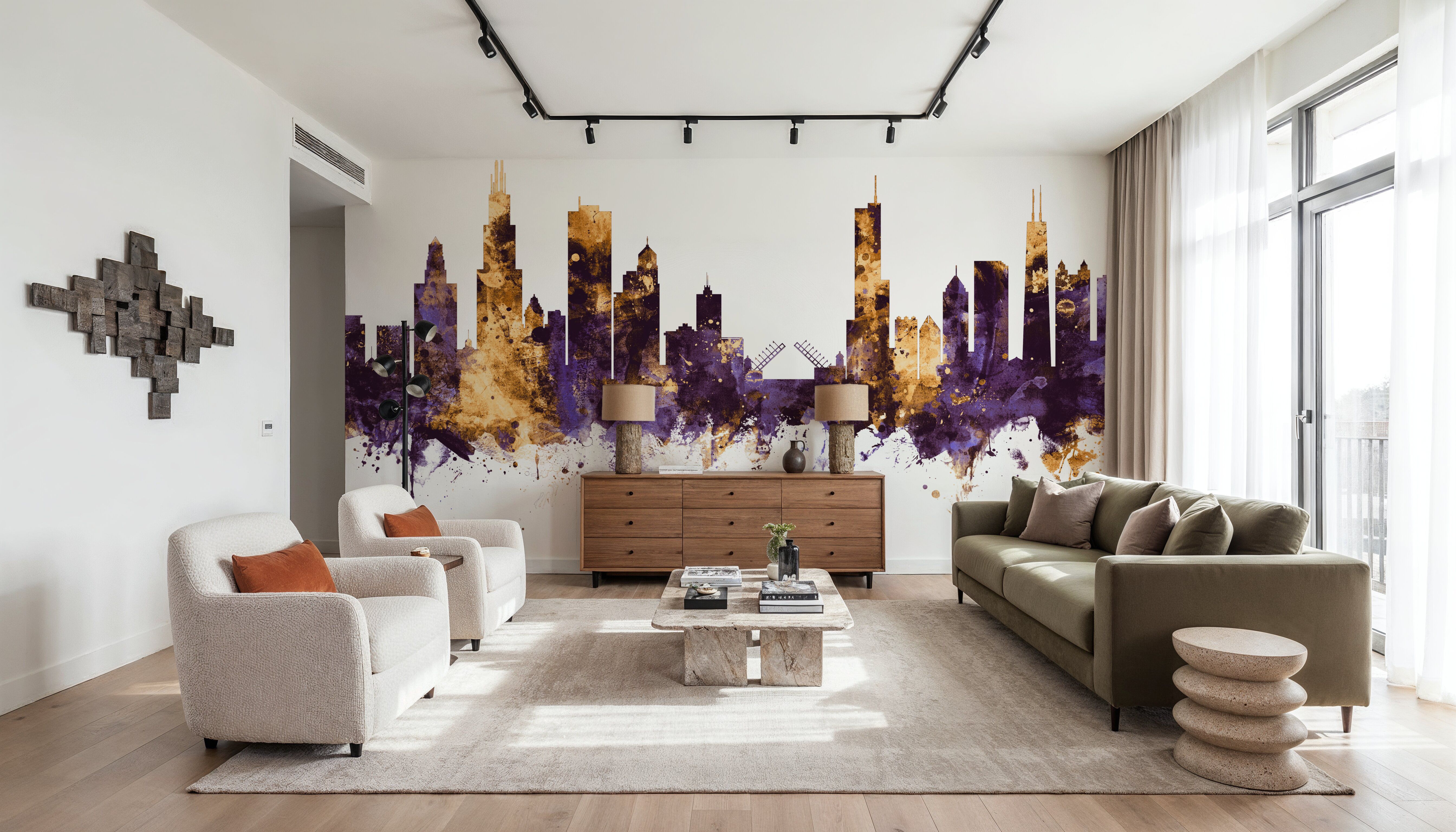 Chicago Illinois Skyline Purple & Gold