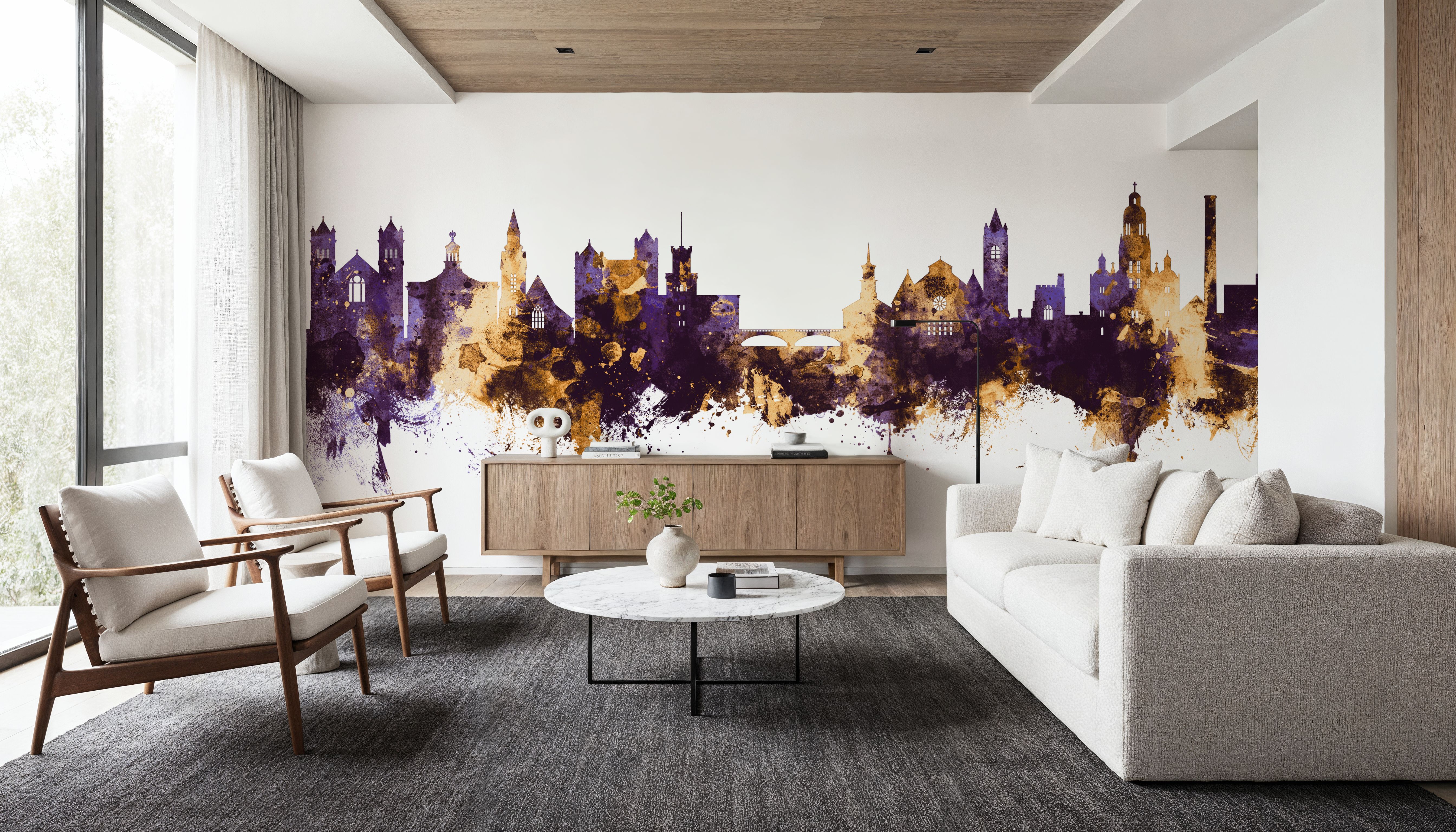 Nashua New Hampshire Skyline Purple & Gold
